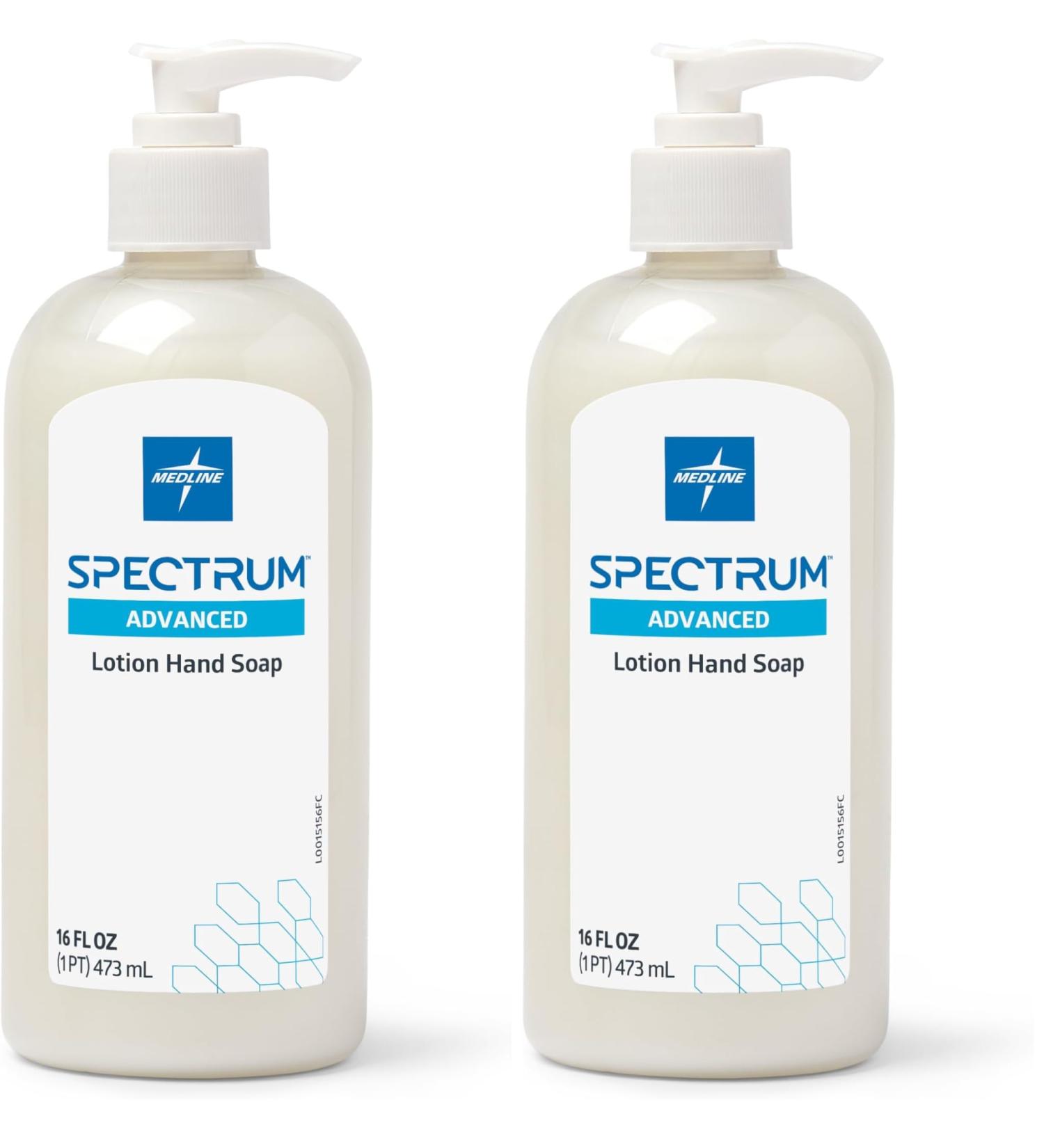 Medline Spectrum Advanced Lotion Hand Soap 16 oz Pump Bottle Clean Scent pH-Balanced Hypoallergenic Formula Soap for Sensitive Skin 1 Each (Pack of 2) 1 Fl Oz (Pack of 2)