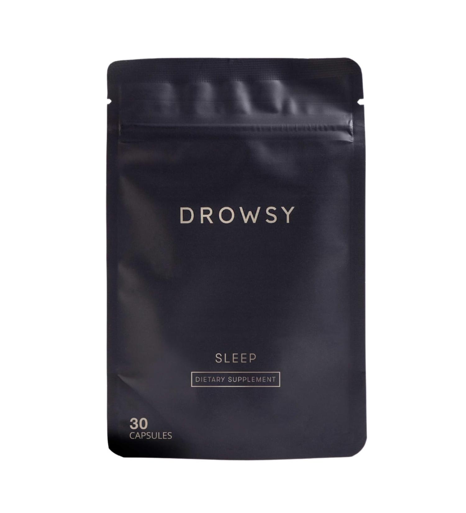 Drowsy Sleep - Nighttime Sleep & Skin Supplement with Magnesium L-Tryptophan L-Theanine & Hyaluronic Acid - Supports Restful Nights & Glowing Skin - Non-Habit Forming - Buy Online on GoSupps.com