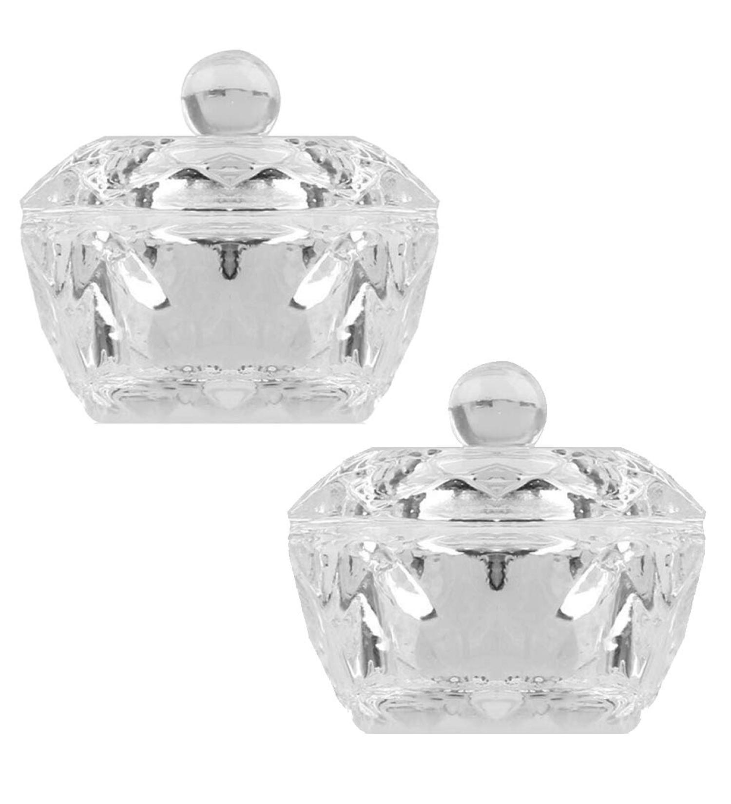 Clear Acrylic Liquid Powder Dappen Dish Set - 2 Glass Nail Art Bowls with Lids for Perfect Nail Designs - Buy Online on GoSupps.com