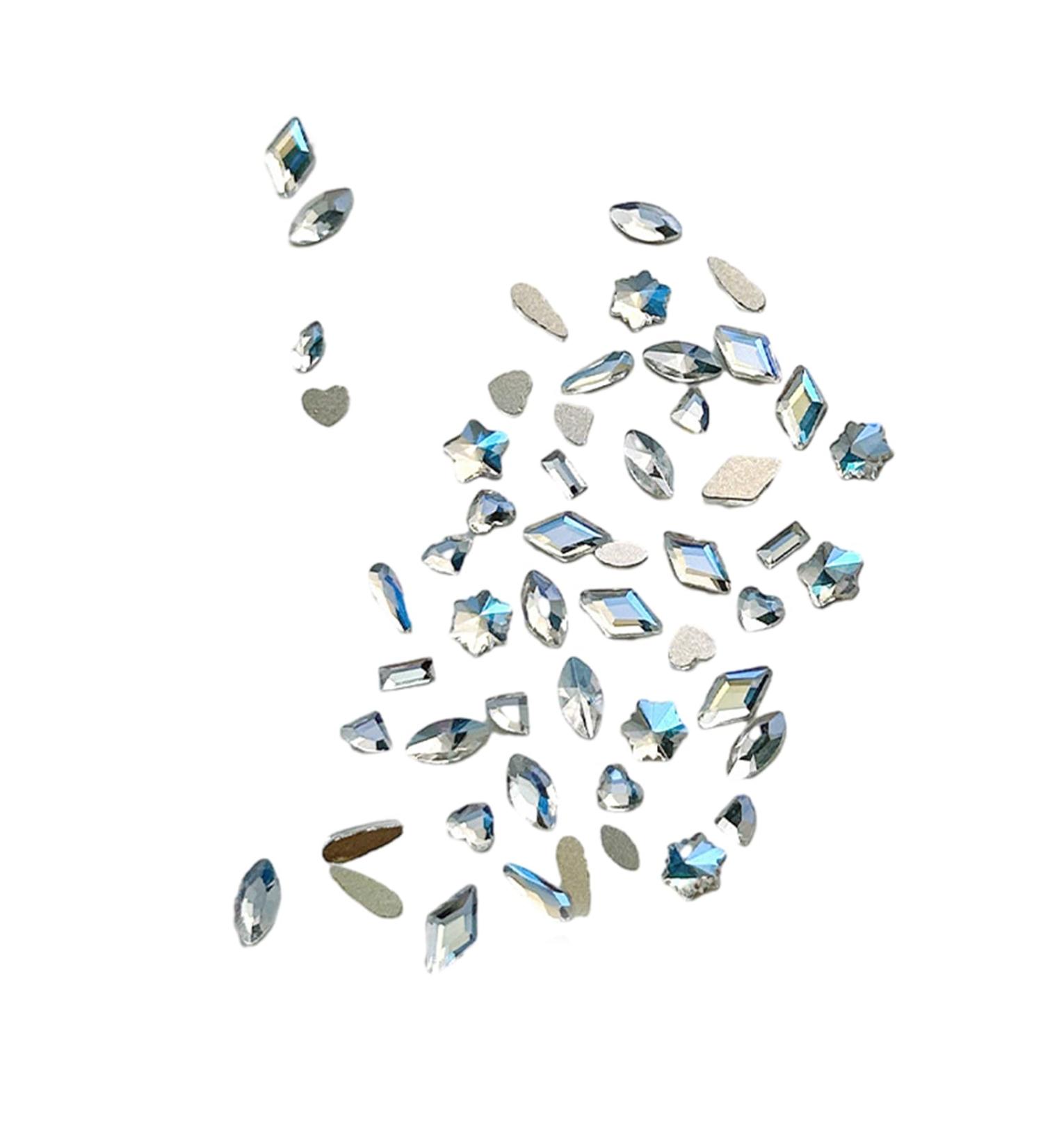 FEIlei 100Pcs Mixed Glass Crystal Hybrid Diamond Rhinestones Nail Art Decorations Drop Rhombus Flatback Stones 3D Gems - Buy Online on GoSupps.com