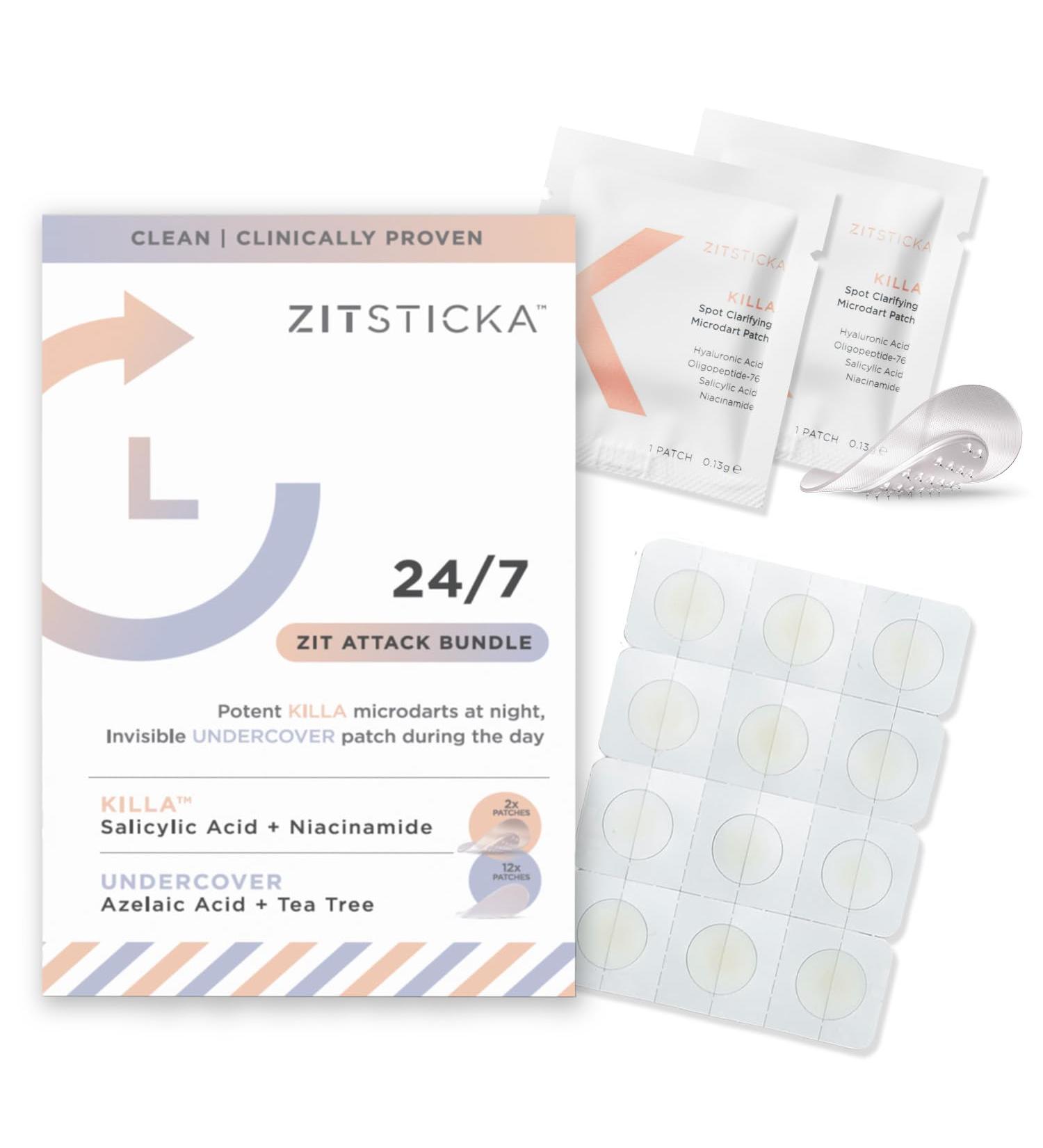 ZitSticka 24/7 Attack Bundle - Fast-Acting Acne Patches for Deep Zits & Blemishes - Extra Strength Microdart Technology - 14 Count Pack - Buy Online on GoSupps.com