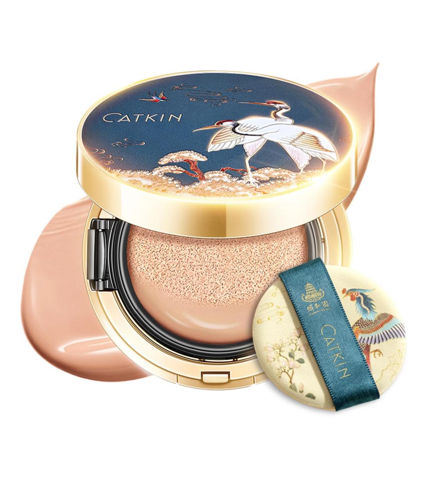 CATKIN X SUMMER PALACE Full Coverage Lightweight Cushion Foundation for Mature Skin - Refillable 13g*2 (C03 Vanilla) - Buy Online on GoSupps.com