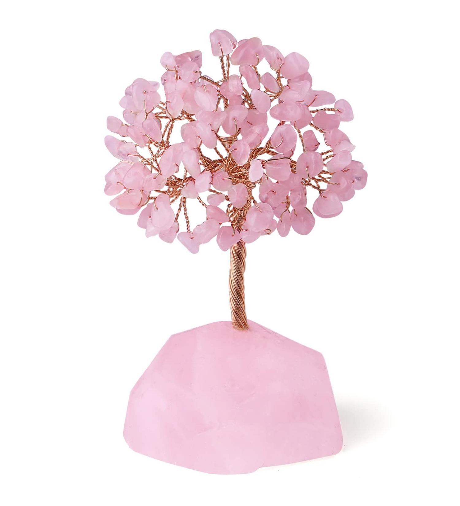 Xiannvxi Rose Quartz Crystal Money Tree - Feng Shui Natural Gemstones - Tree of Life Decor for Home & Office - Buy Online on GoSupps.com
