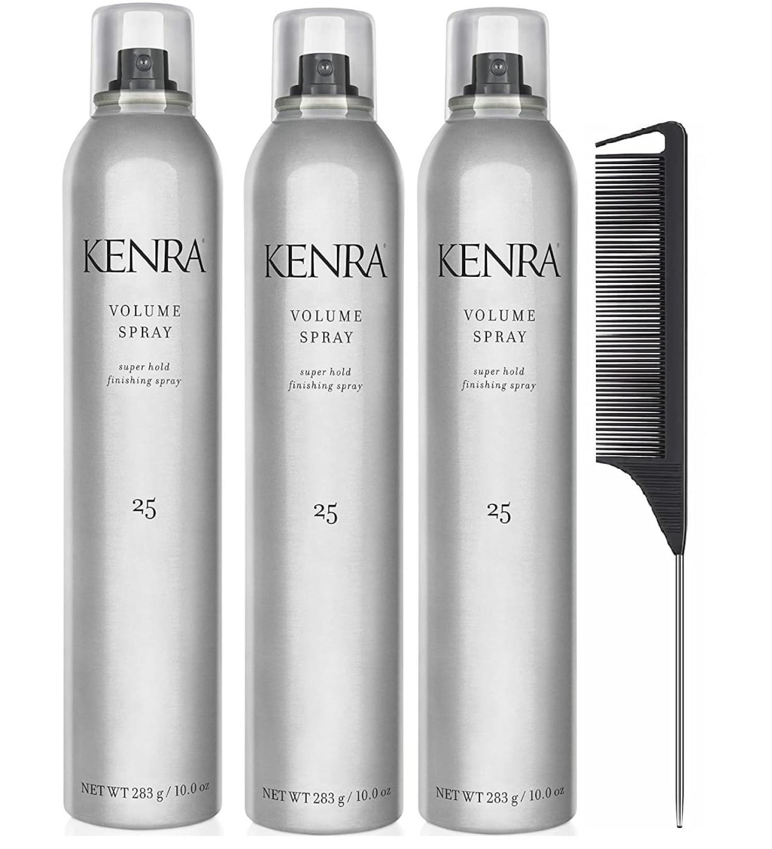 Volume Hairspray - Super Hold Finishing Spray 25 - It Leaves Hair Looking Natural & Shiny 10 Oz Includes Black Steel Comb (Pack Of 3)