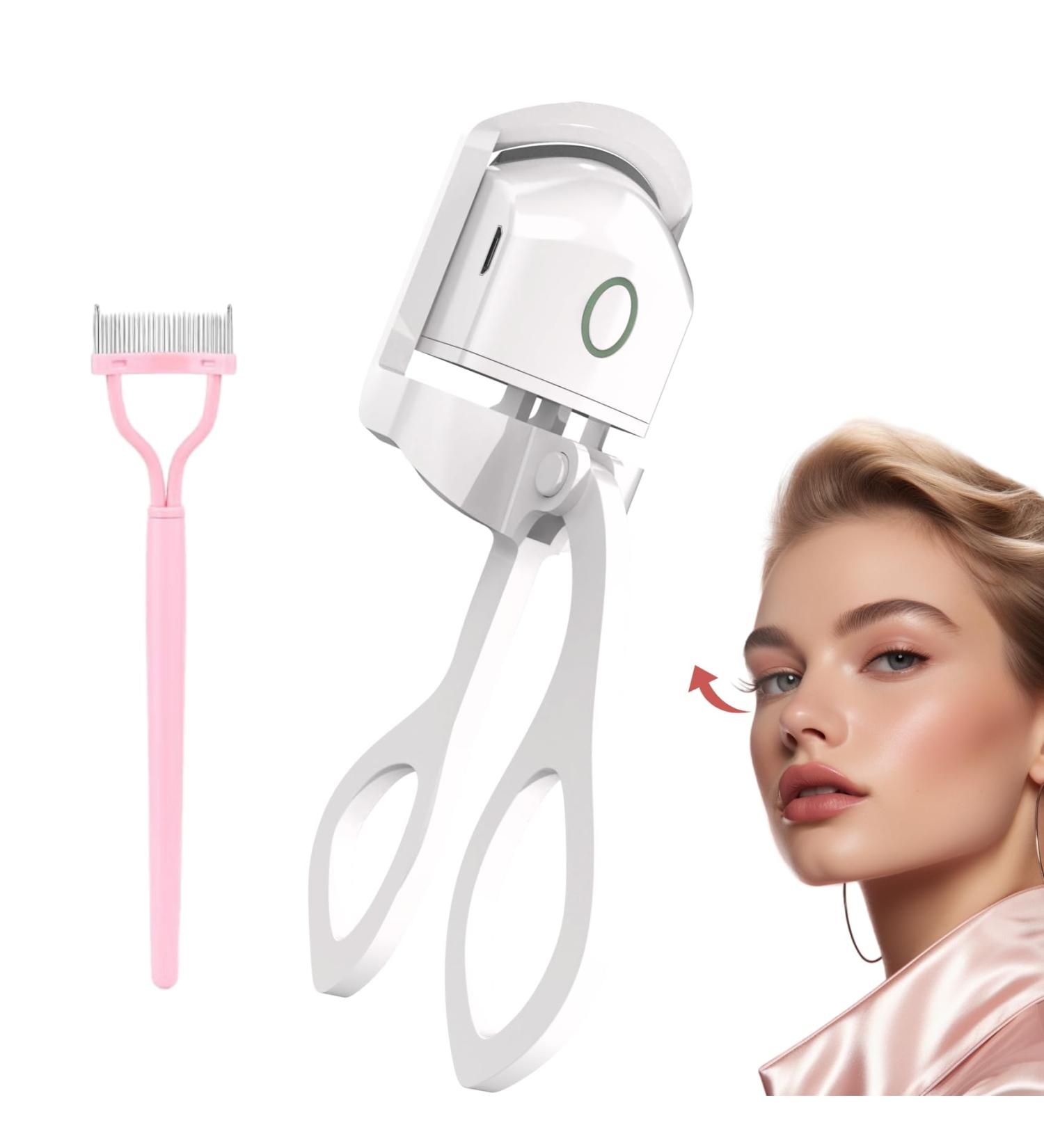 Buy Rechargeable Heated Eyelash Curler - Portable Electric Lash Curler with 2 Heating Modes & Sensing Silicone Pad - Ideal Makeup Tool for Women - Buy Online on GoSupps.com