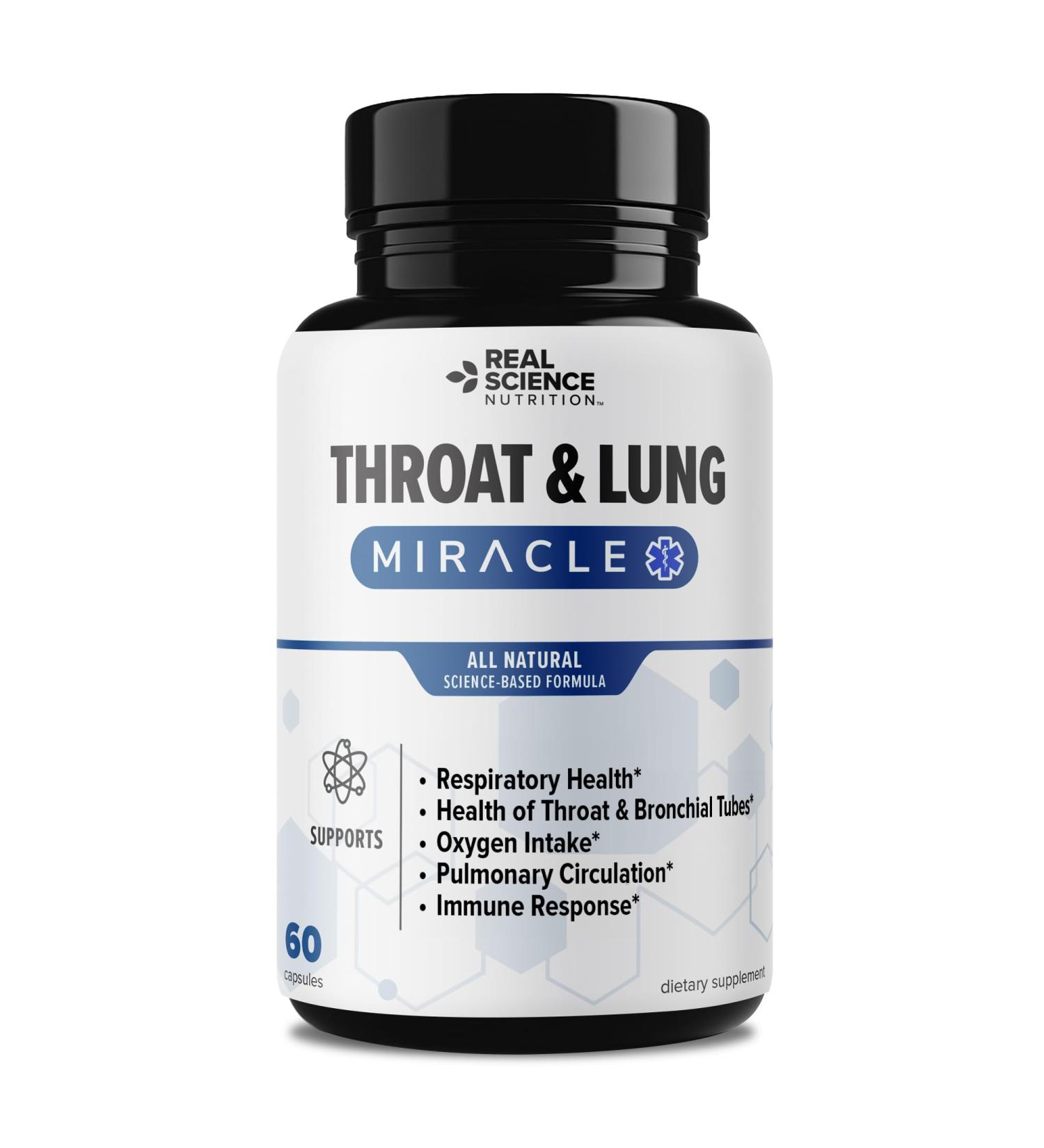 Real Science Throat & Lung Detox Capsules to Clear Mucus Sore Throat & Support Breathing Lung Support Supplement with Vinitrox GABA Vitamin C & D for Long-Term Cough & Respiratory Relief 60 Caps - Buy Online on GoSupps.com