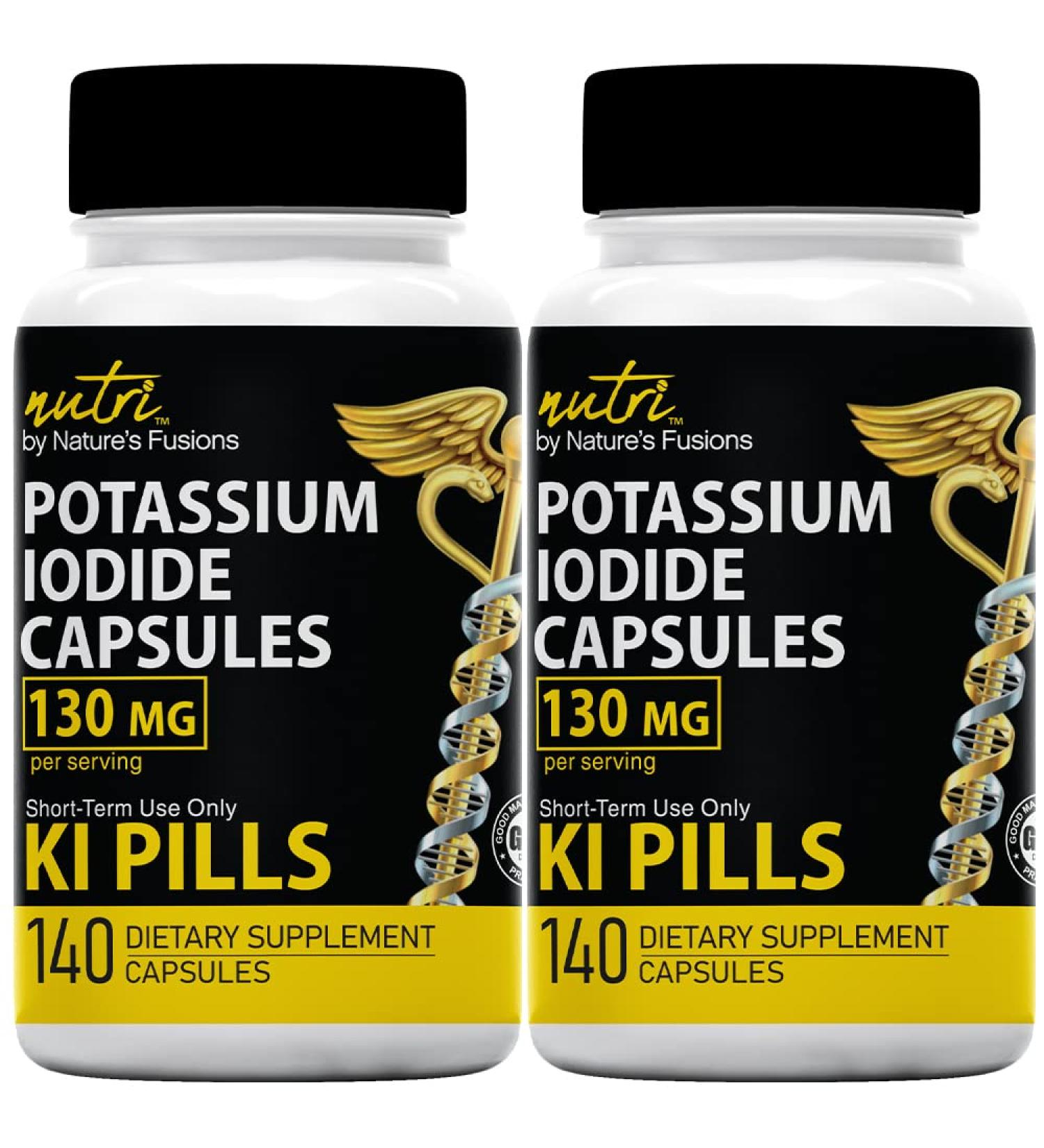 Potassium Iodide Capsules 130mg (2 Pack) - 280 Capsules | EXP 10/2032 - Ki Pills for Thyroid Support - YODO Naciente - Buy Online on GoSupps.com