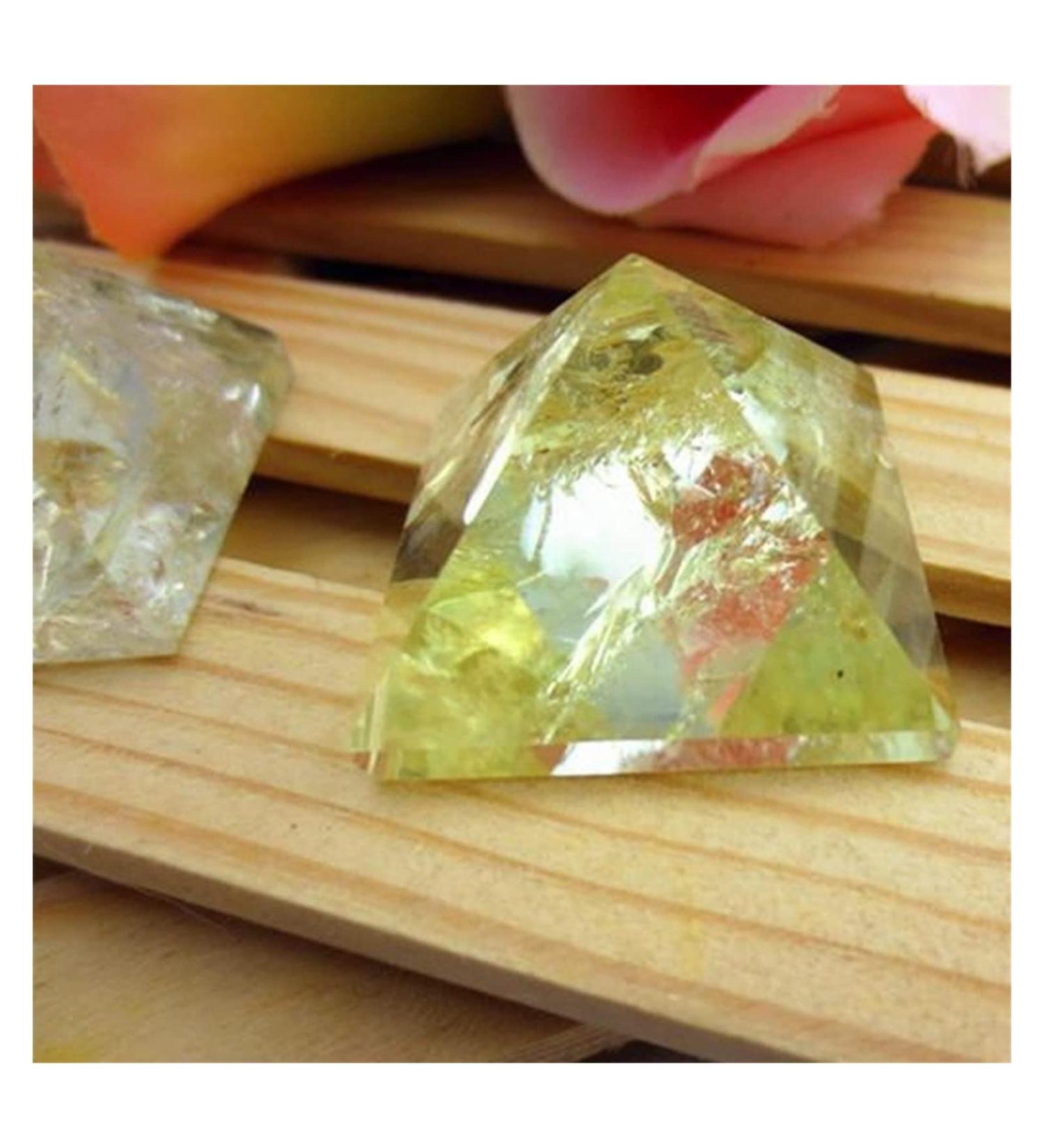 Natural Crystal Rough 3-3.5cm Natural Crystal Citrine Ornaments Pyramid Energy Tower Home Decor Lucky - Buy Online on GoSupps.com