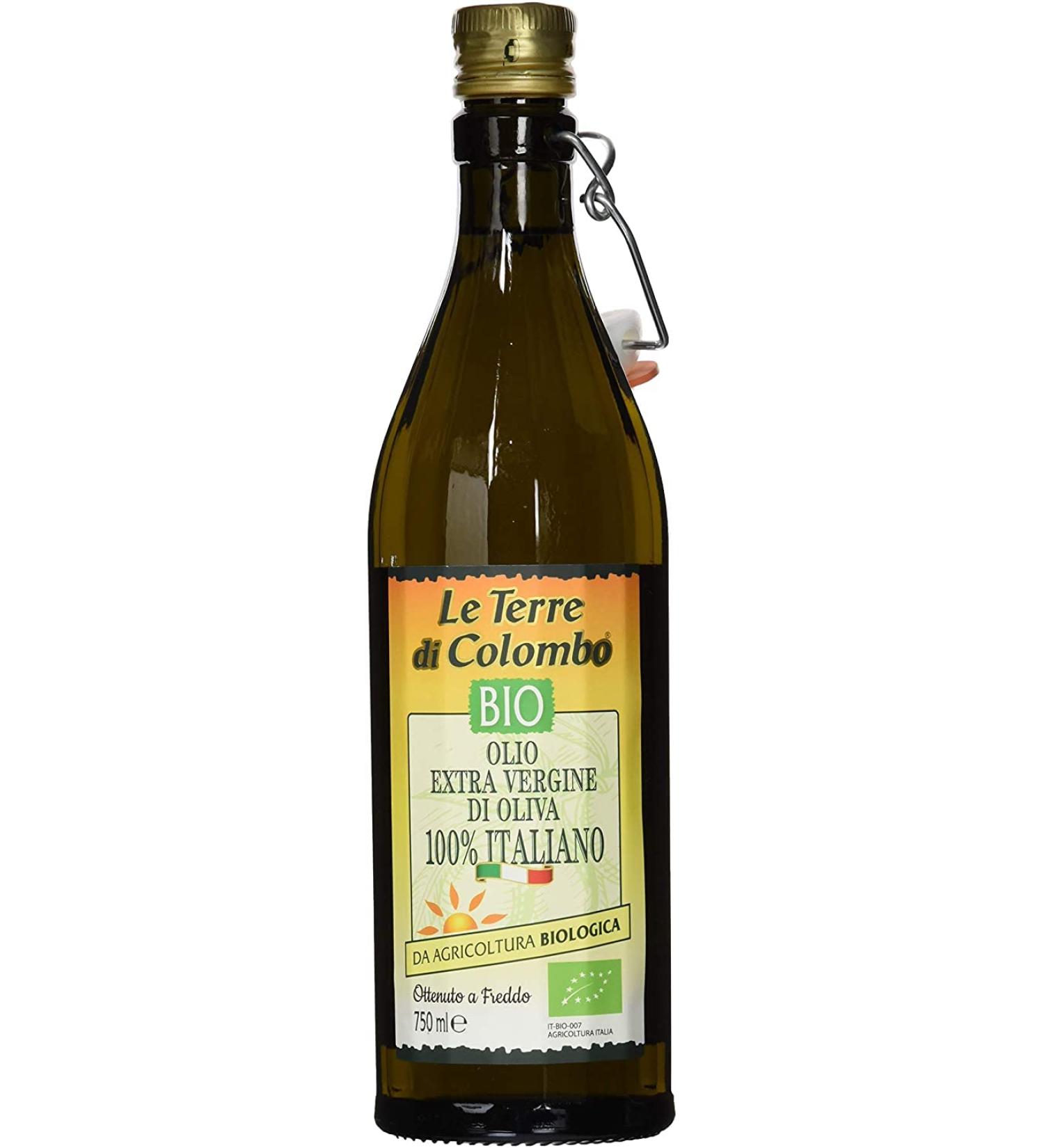 Le Terre di Colombo 100% Italian Organic Extra Virgin Olive Oil - 0.75L Ribbed Bottle with Mechanical Cap - Buy Online on GoSupps.com