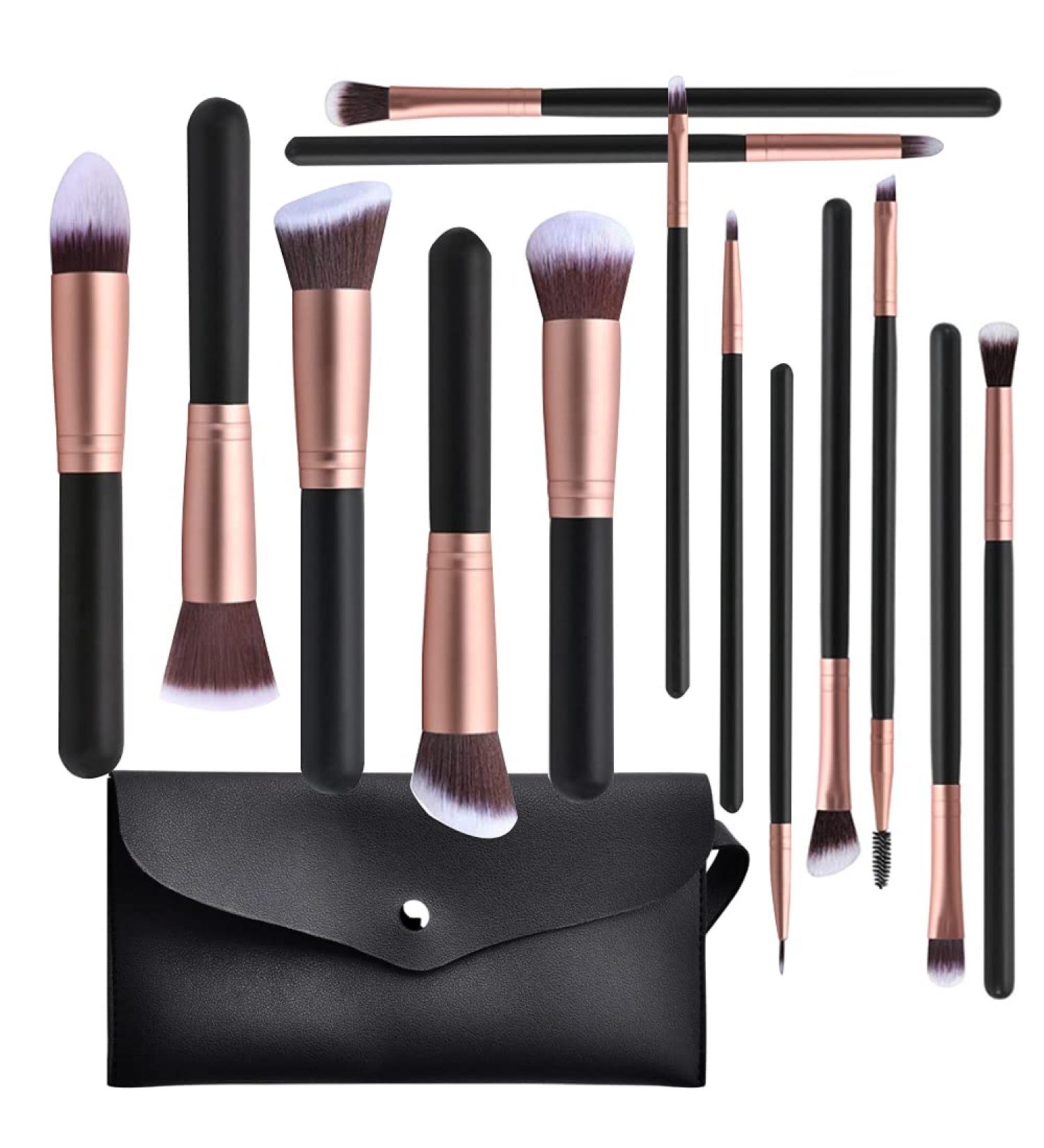 Buy Zhurson 14-Part Red-Gold Makeup Brush Set | Face & Eye Brushes for Foundation Powder & Eyeshadow - International Shipping Available - Buy Online on GoSupps.com