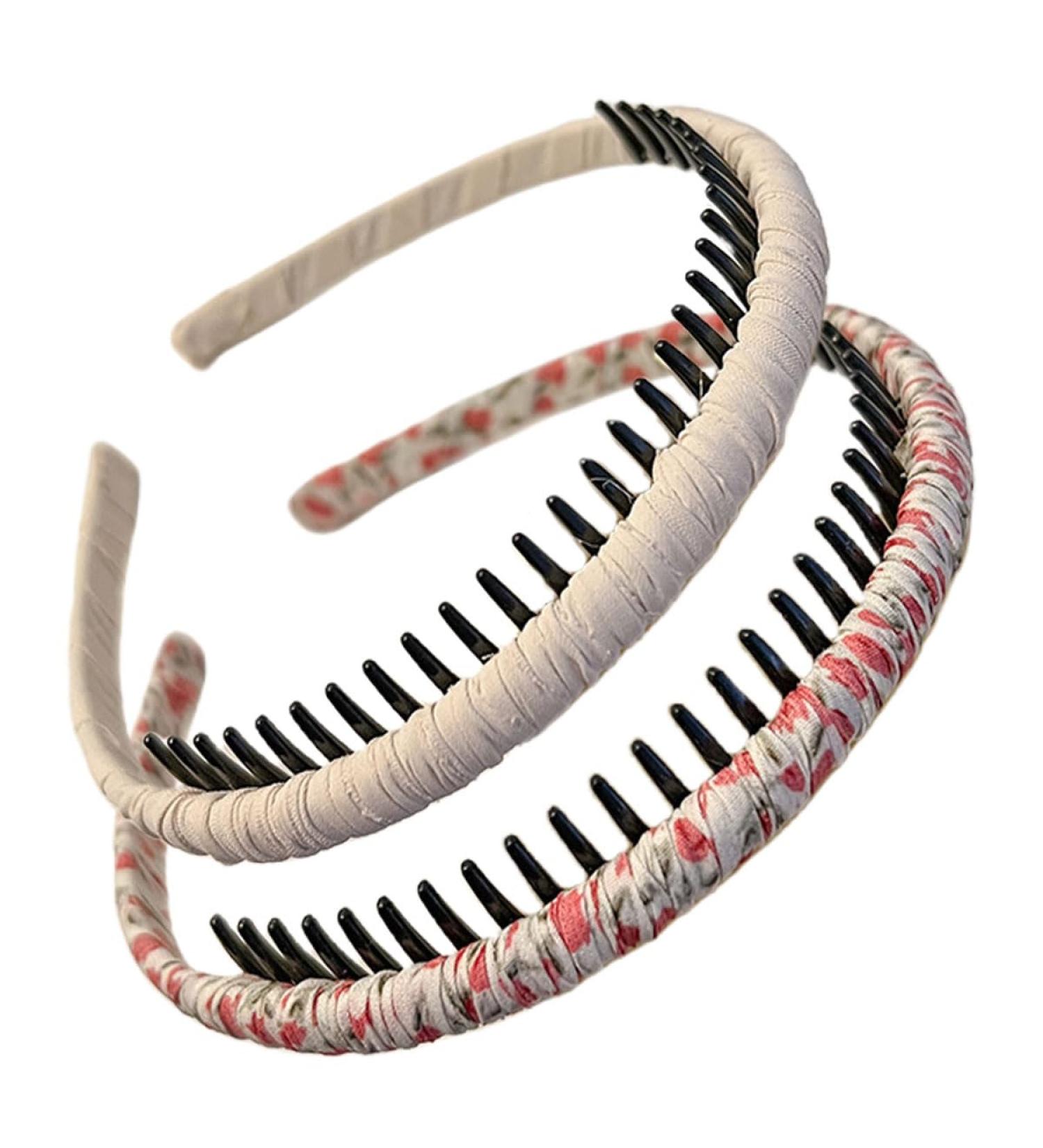 scicent Hair Band 2 Pieces Headband with Teeth Non-Slip Hairbands Fabric Covered Headbands Hair Accessories for Girls and Women (Beige+Print) 13 5871013 - Buy Online on GoSupps.com