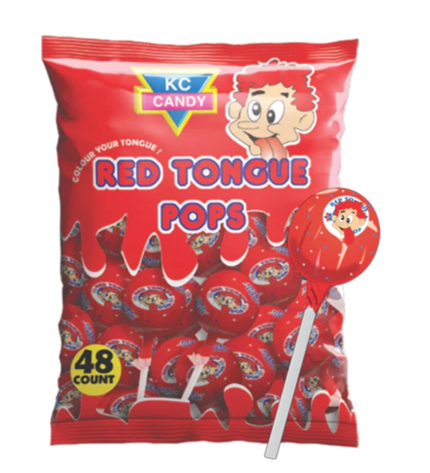KC Candy Red Tongue Lollypops 48 Count Box of 16-Fd