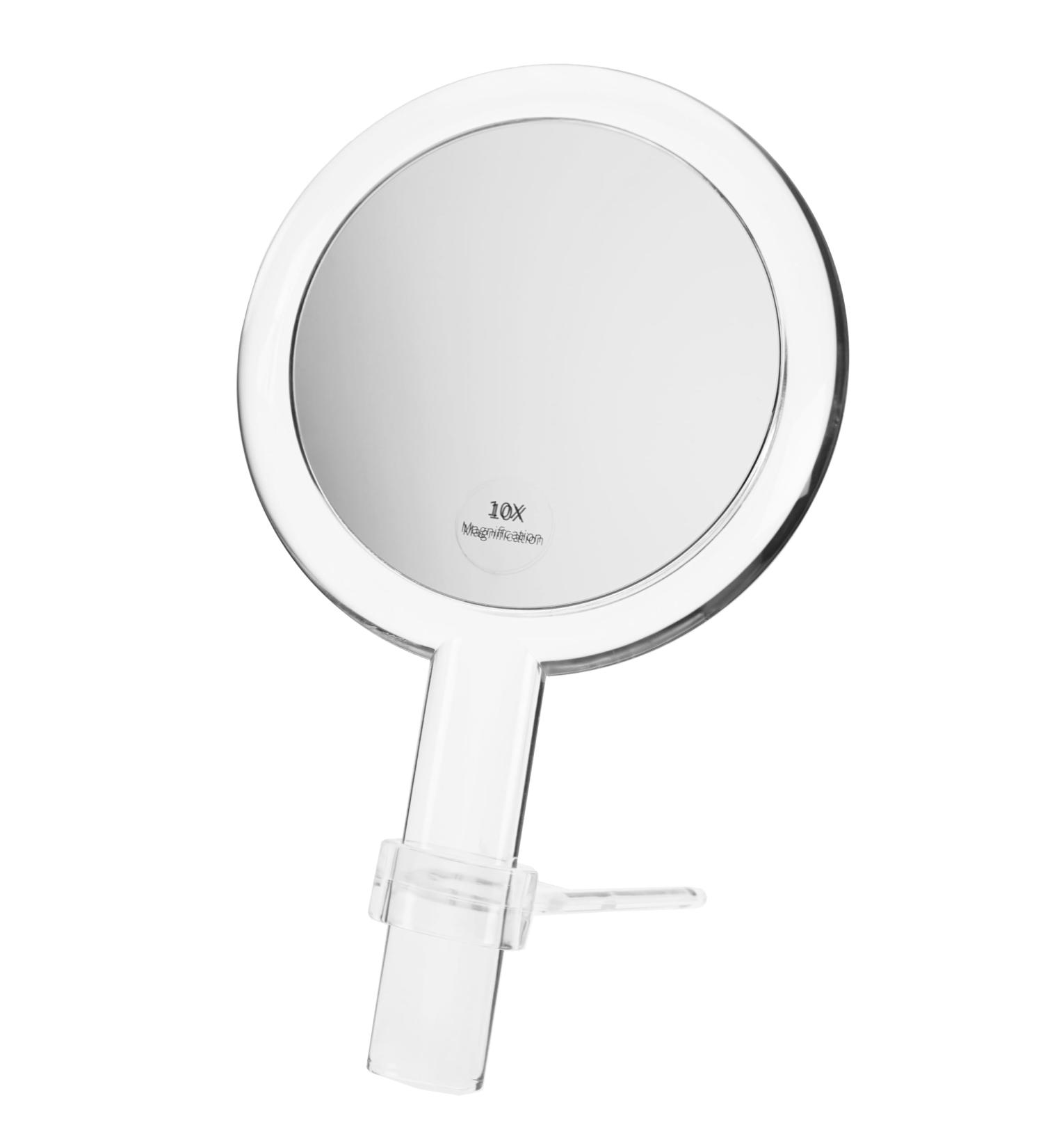 Fantasia Hand and Standing Mirror with Handle - 26cm Double-Sided Travel Mirror with 10x Magnification - Buy Online on GoSupps.com