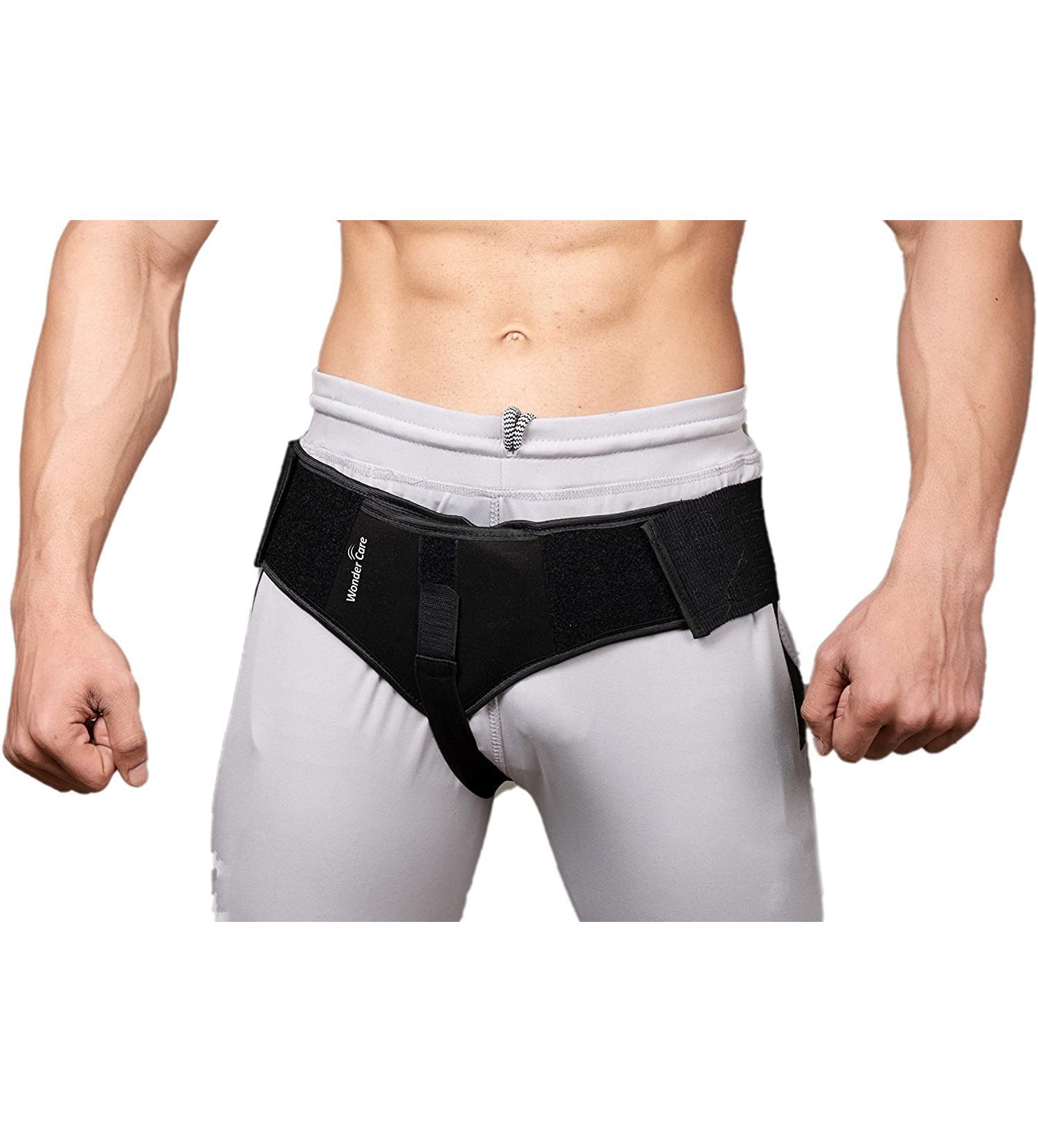 Wonder Care Black Inguinal Hernia Support Truss with Removable Compression Pad - Left M(32-35 inches) - Buy Online on GoSupps.com