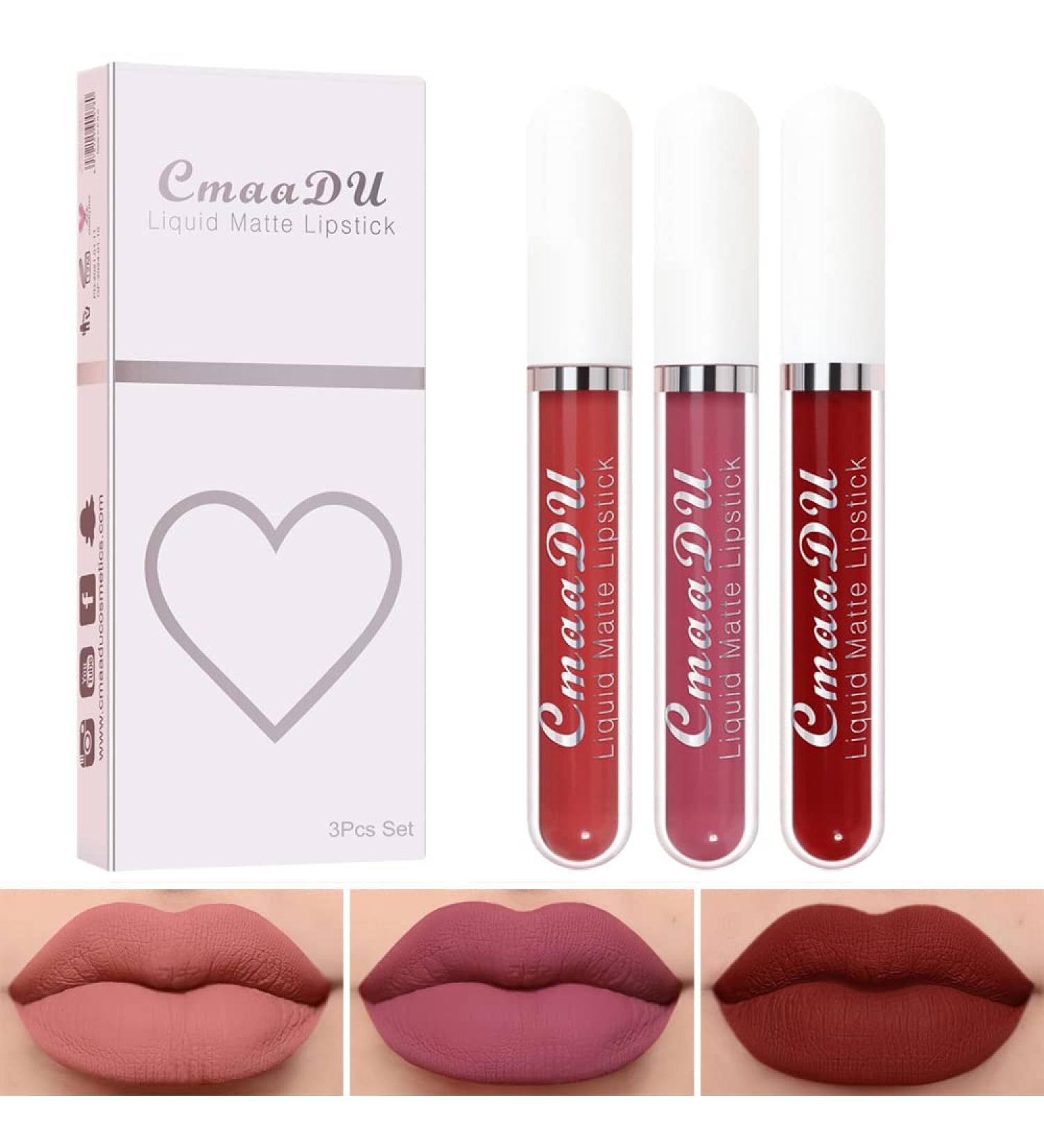 INVILKSTAR Matte Liquid Lipstick Set - Long-Lasting, Non-Stick Cup, Waterproof Lip Gloss (3 Pack) - Buy Online on GoSupps.com