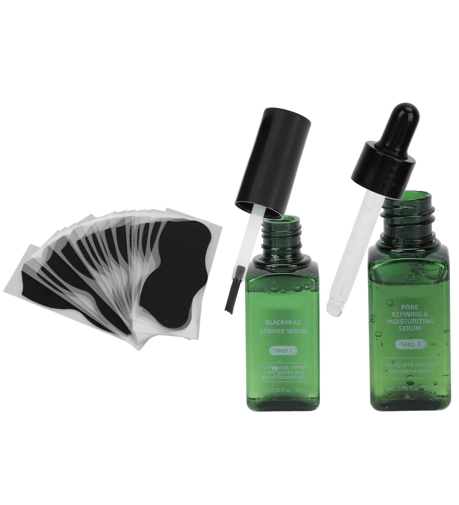 Qukaim Pore Strips Blackhead Removal Strip Kit 3 in 1 Pore Treatment Serum Set Mild Cleansing Skin Care Derived Lotion Blackhead Strips Kit 180 ml - Buy Online on GoSupps.com