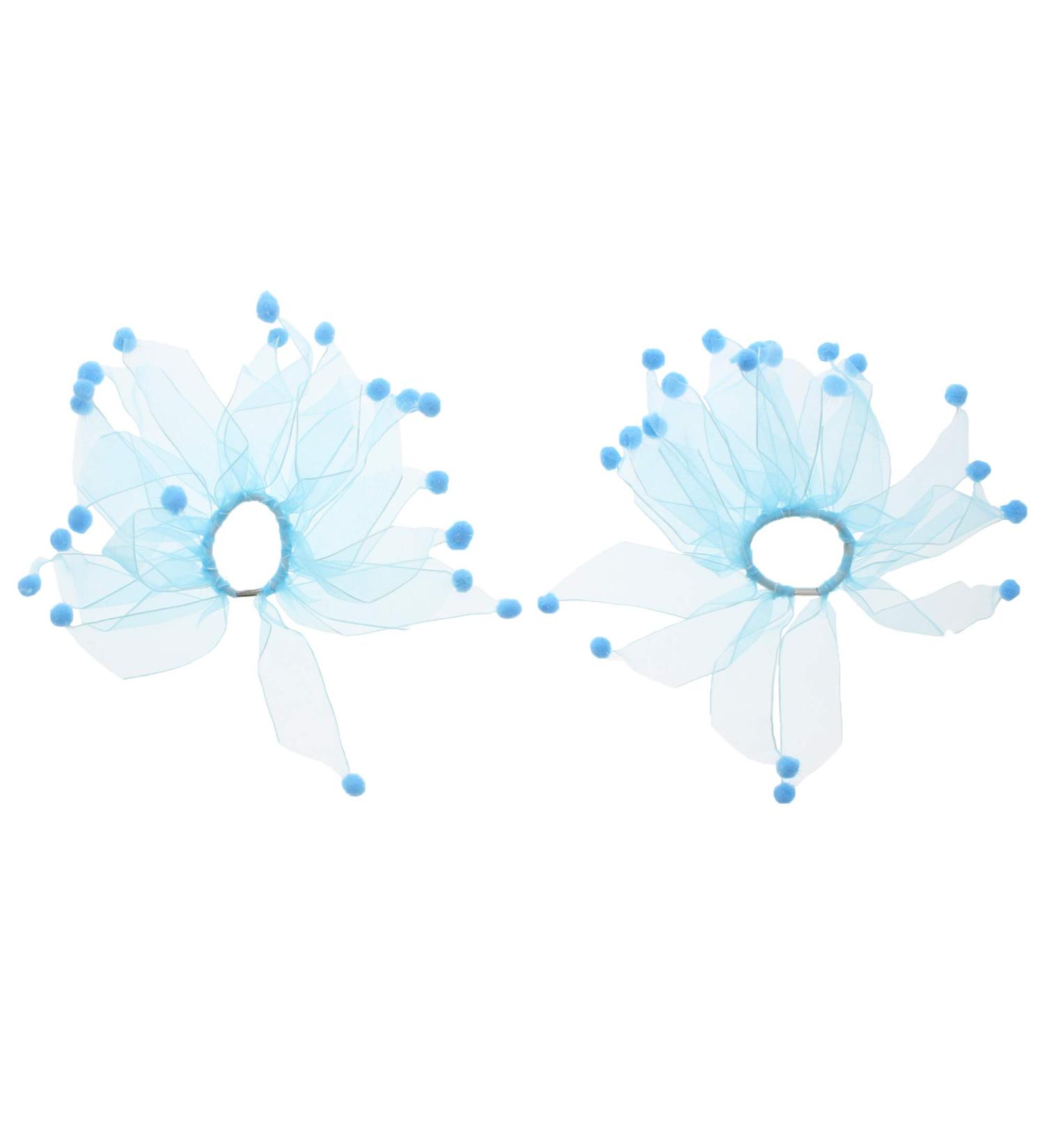 Zac's Alter Ego Set of 2 Windmill Scrunchies with Pom Poms Baby Blue