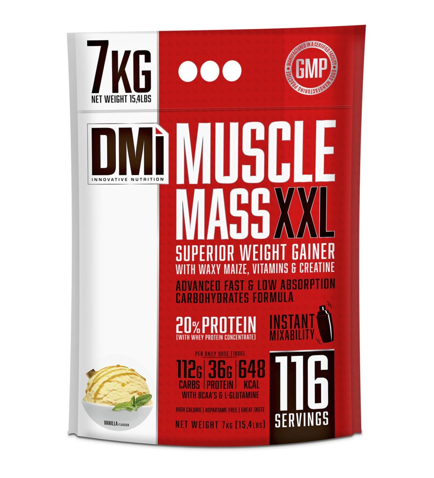  DMI INNOVATIVE NUTRITION Muscle Mass XXL - Top WEIGHT GAINER (vanille 7 kg (15 4 lbs) - Buy Online on GoSupps.com