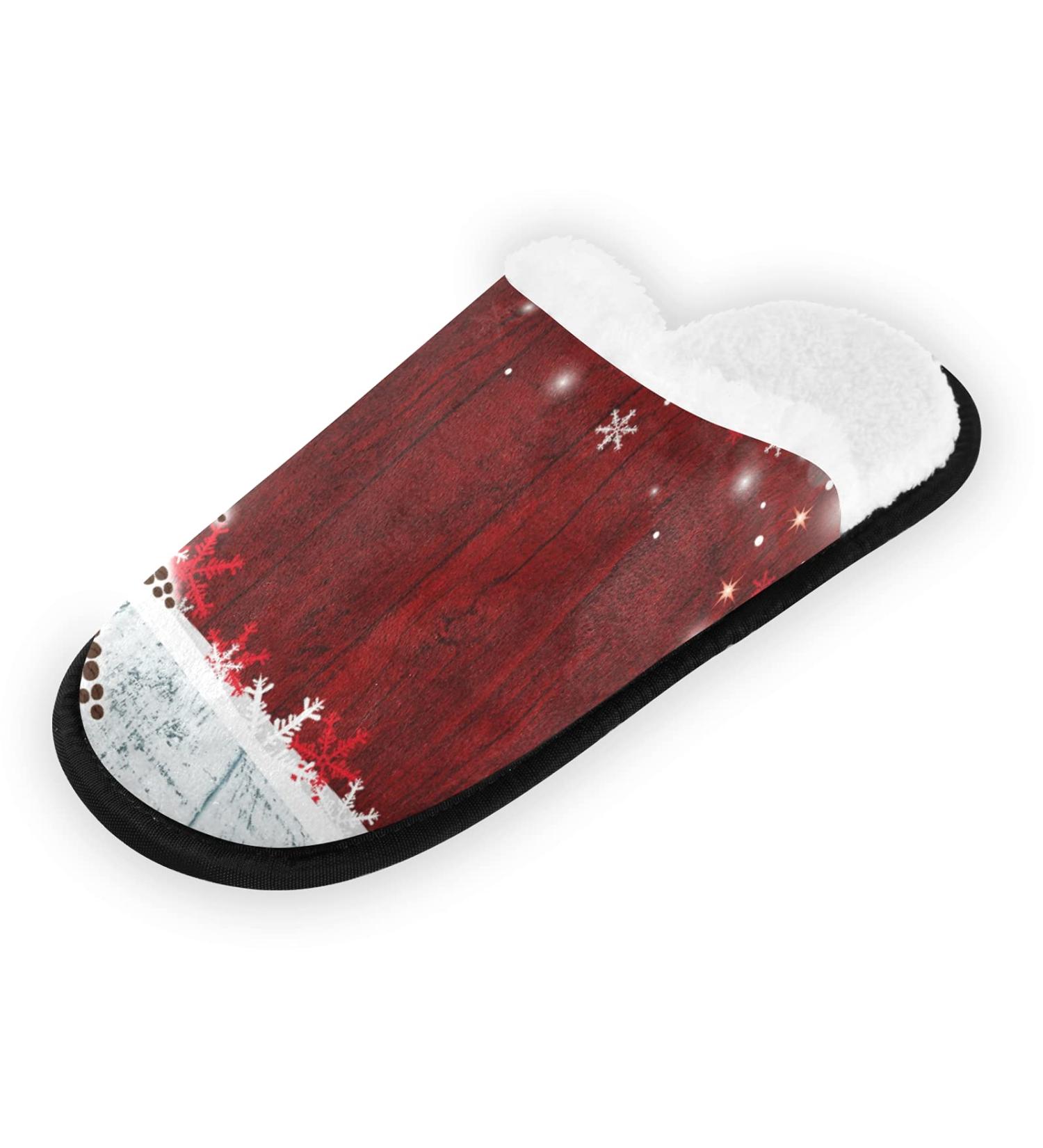 Mnsruu Red Wood Christmas Tree Snowflake Slippers - Cotton House Shoes for Men & Women | Network-Resistant | Perfect for Home Hotel Spa & Travel - Buy Online on GoSupps.com