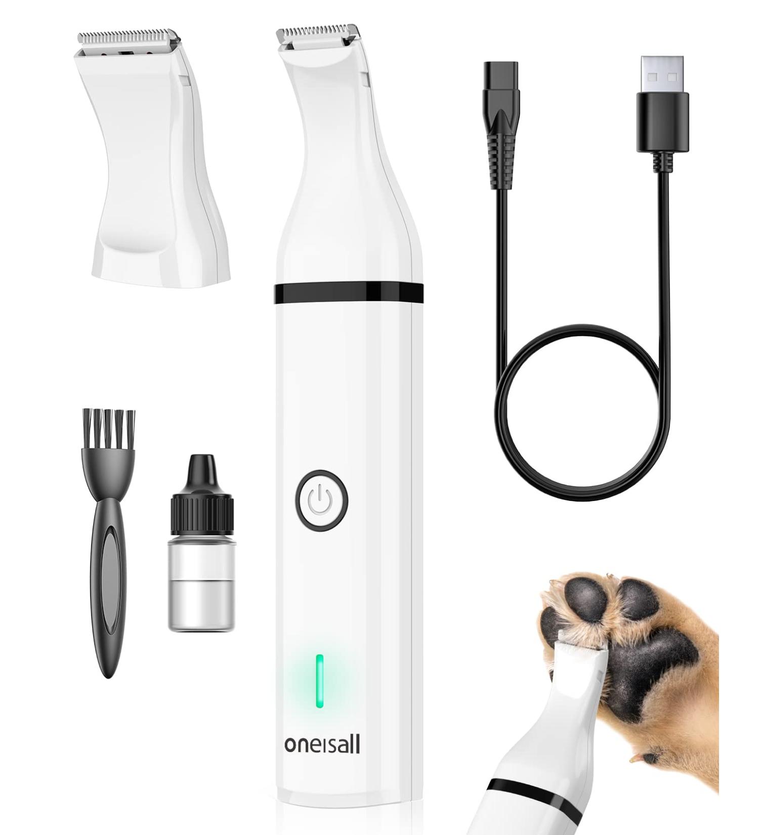 oneisall Dog Paw Trimmer Quiet Clippers for Dogs Cats - White - Buy Online on GoSupps.com