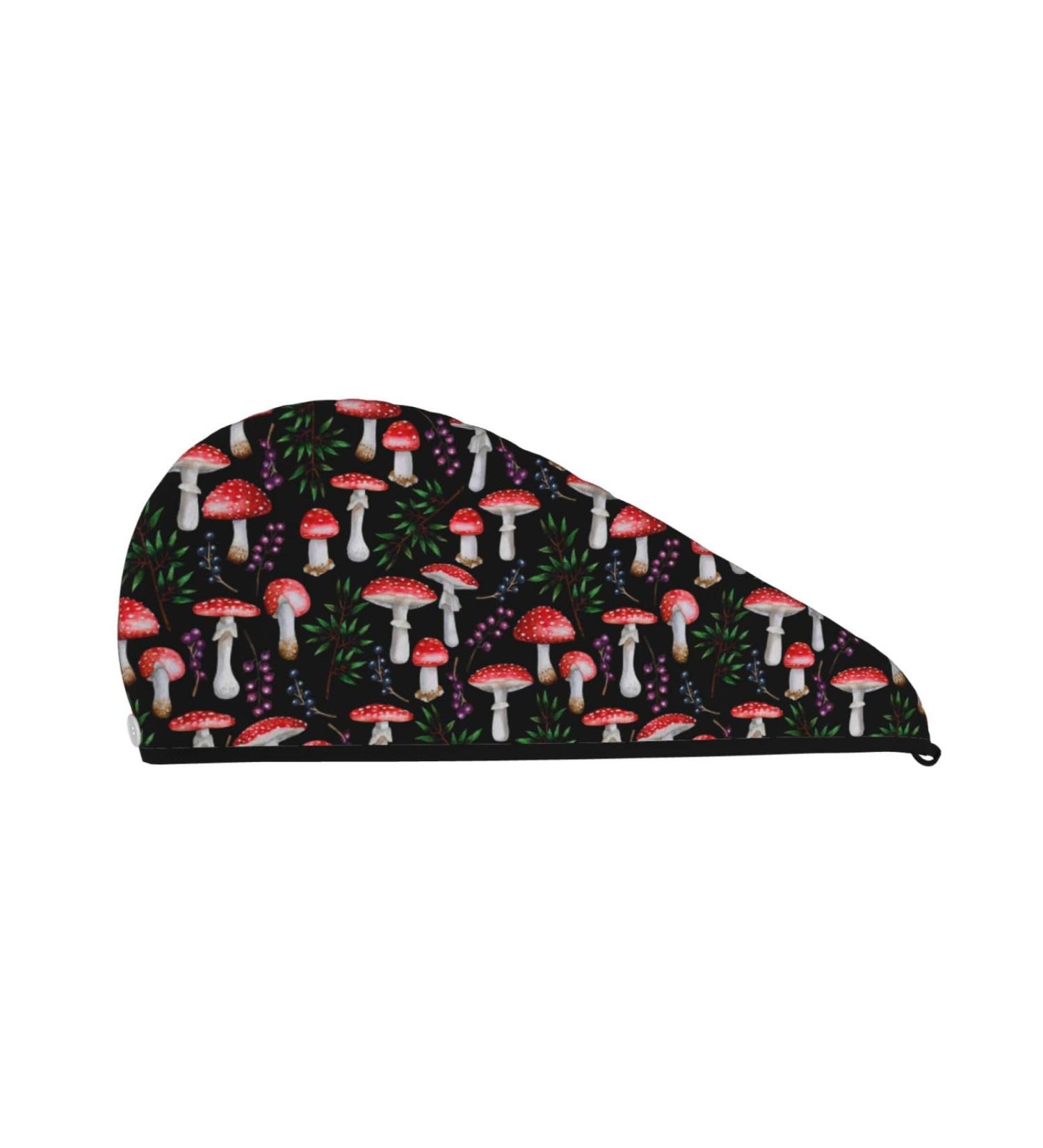 Hair Towel Wrap | Quick-Dry Turban with Button - Red Mushrooms | Best Hair Drying Solution - Buy Online on GoSupps.com