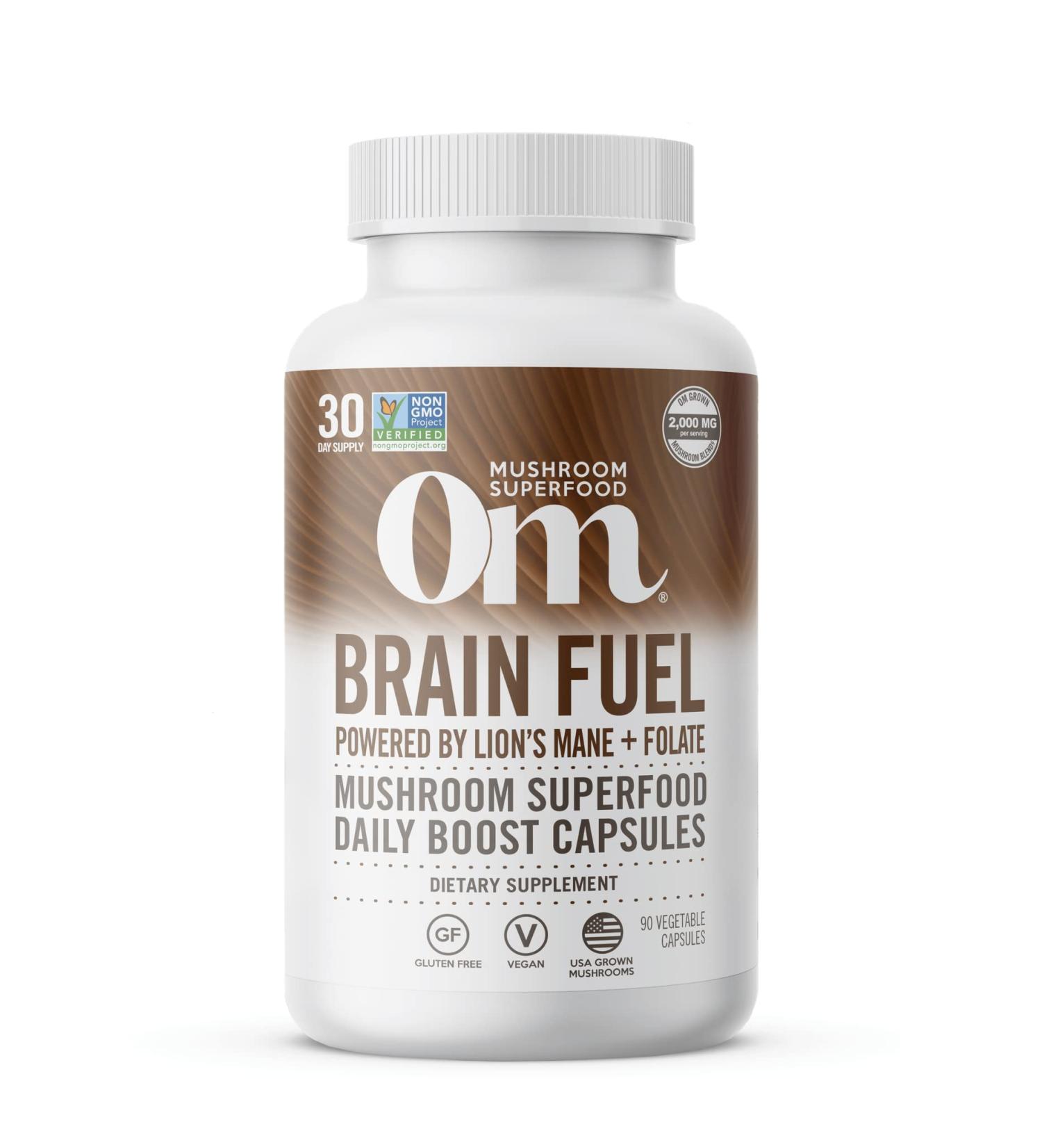 Om Mushroom Superfood Brain Fuel Capsules | Lion's Mane & Reishi, 90 Count for Mental Clarity - Buy Online on GoSupps.com