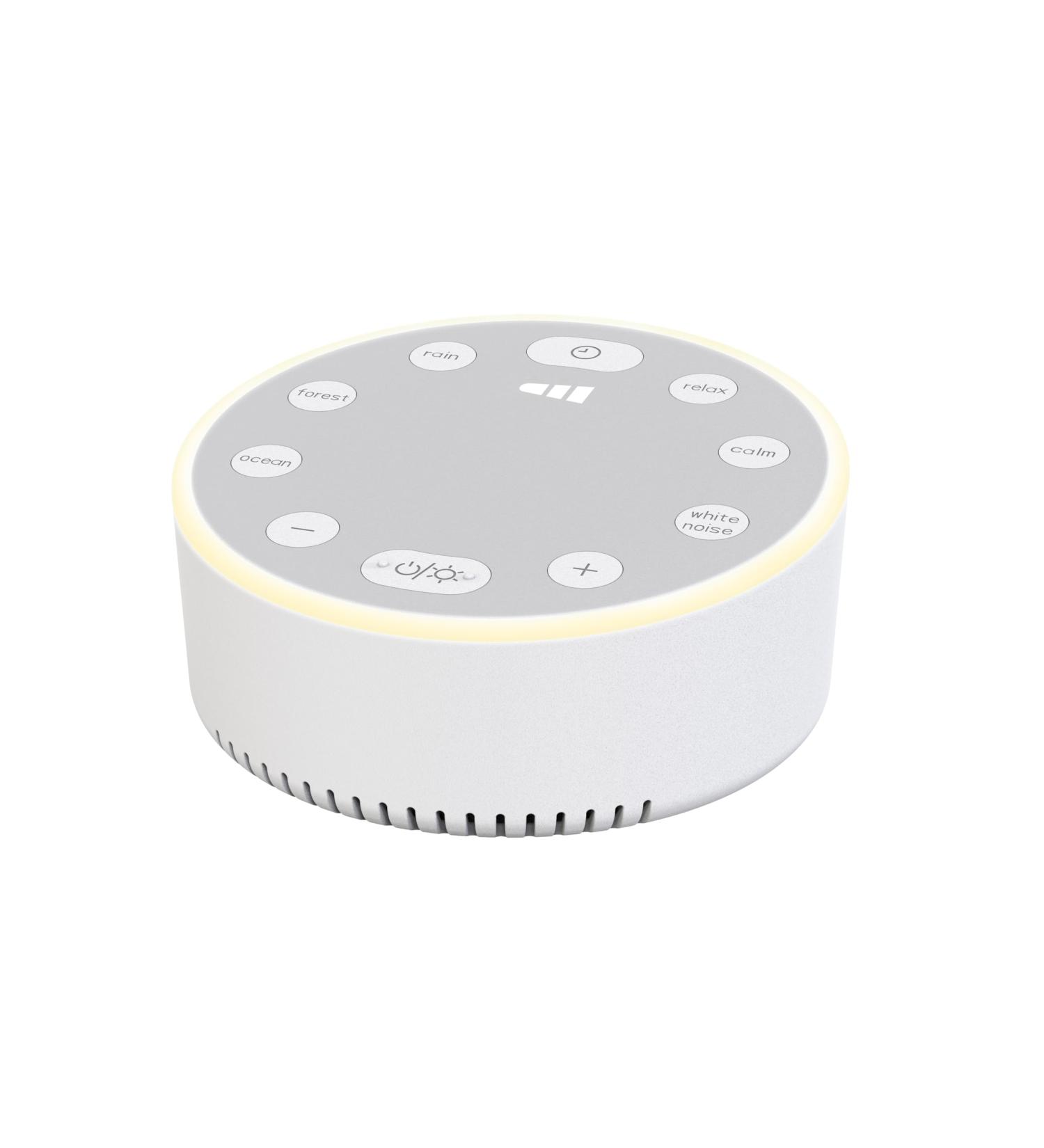 Groov-e Serenity - Sleep Aid Machine - White Noise Device with Six Sounds Night Light & Timer - Rechargeable Battery - White