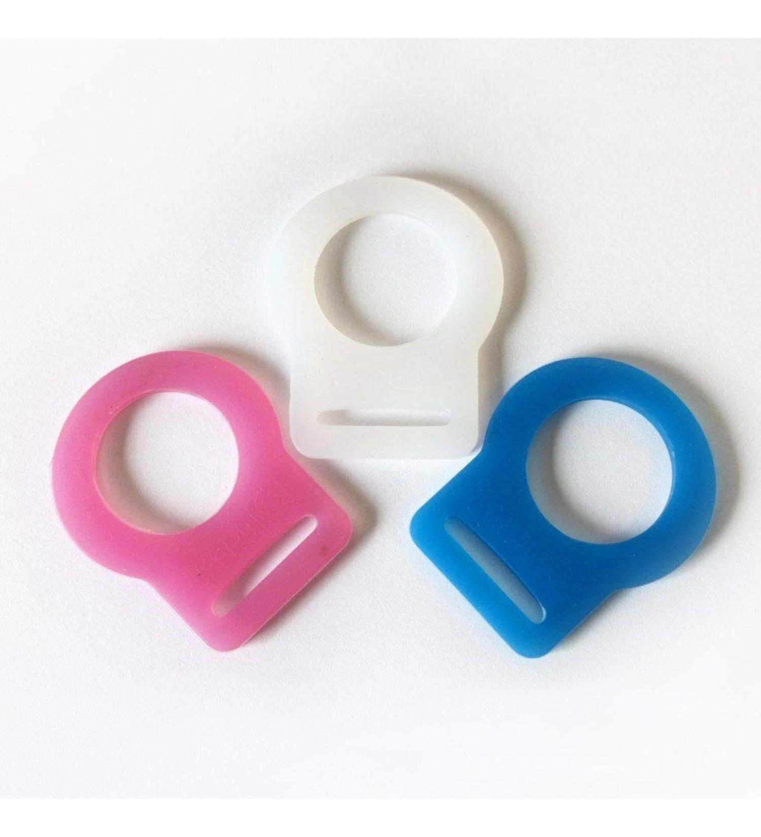 Silicone adapter rings for ringless pacifiers 2 pieces blue