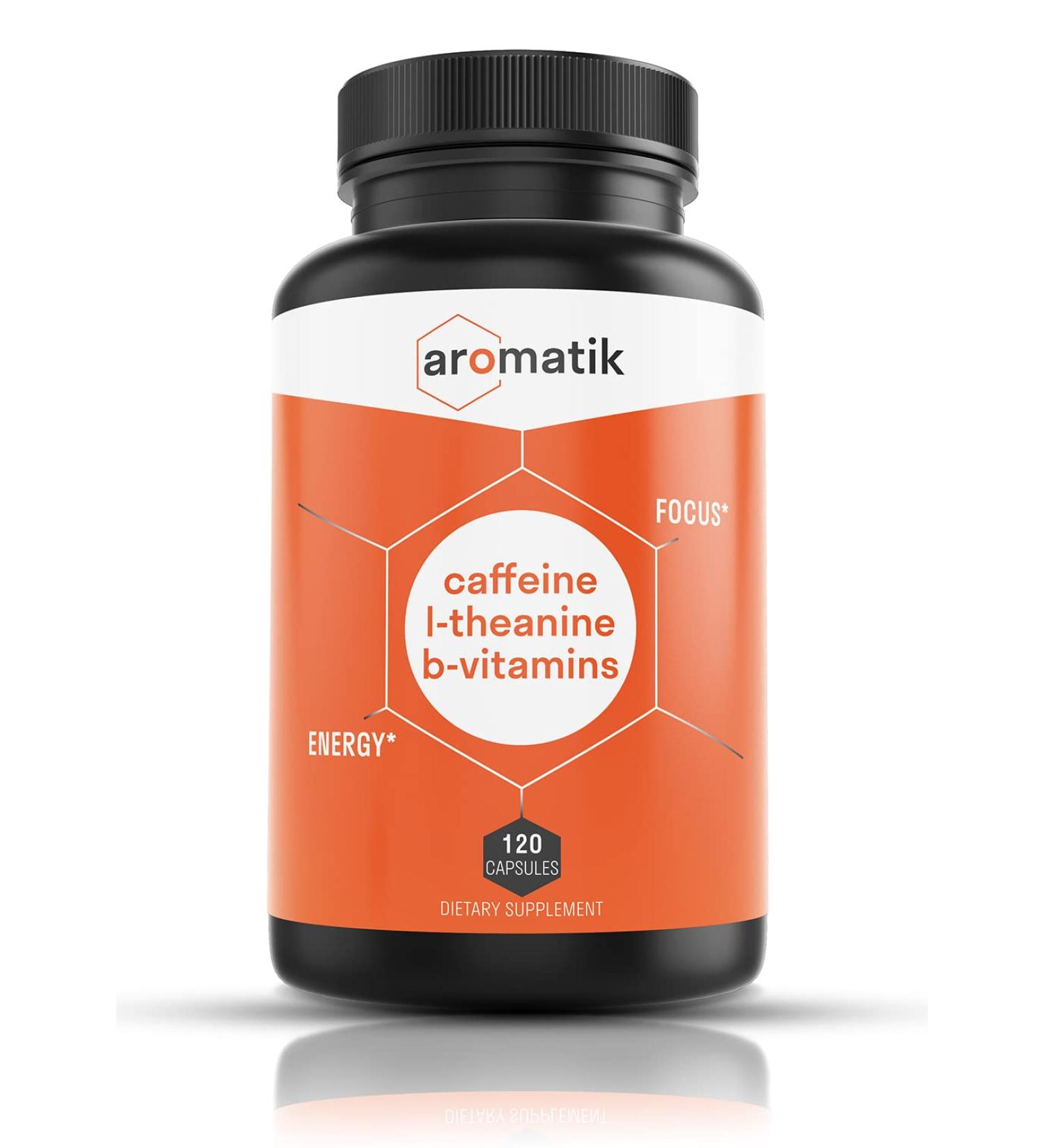 Caffeine L-Theanine Focus Supplement | 100mg Caffeine + 200mg L-Theanine + B Vitamins | Energy & Cognition Boost | Vegan USA Made 120 Servings - Buy Online on GoSupps.com
