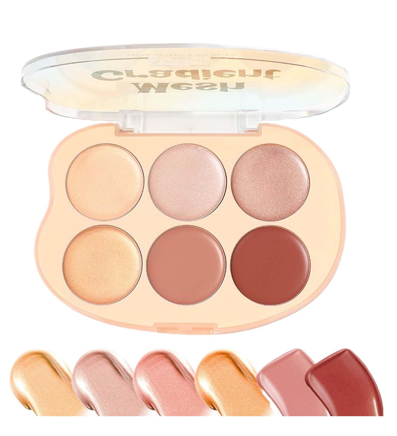 Blush and highlighting palette 6-color contouring and blush palette with highlighter effect Long gradient cream makeup for mature skin easy to blend - Buy Online on GoSupps.com