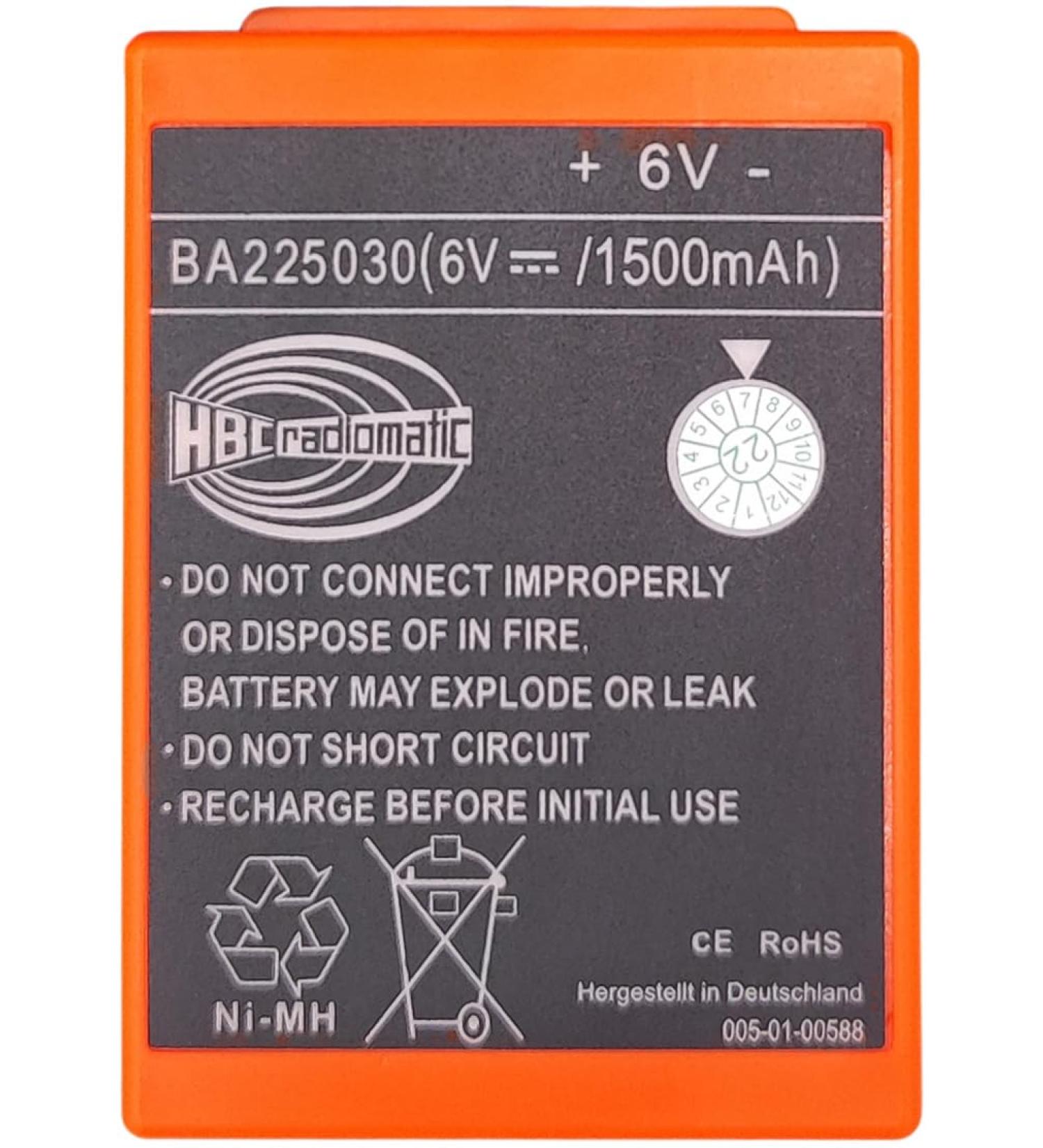 BA225030 6V 1500mAh Ni-MH Rechargeable Battery for HBC Pump Truck & Remote Control Crane - High-Quality 6 Volt 1.5Ah Power Solution - Buy Online on GoSupps.com