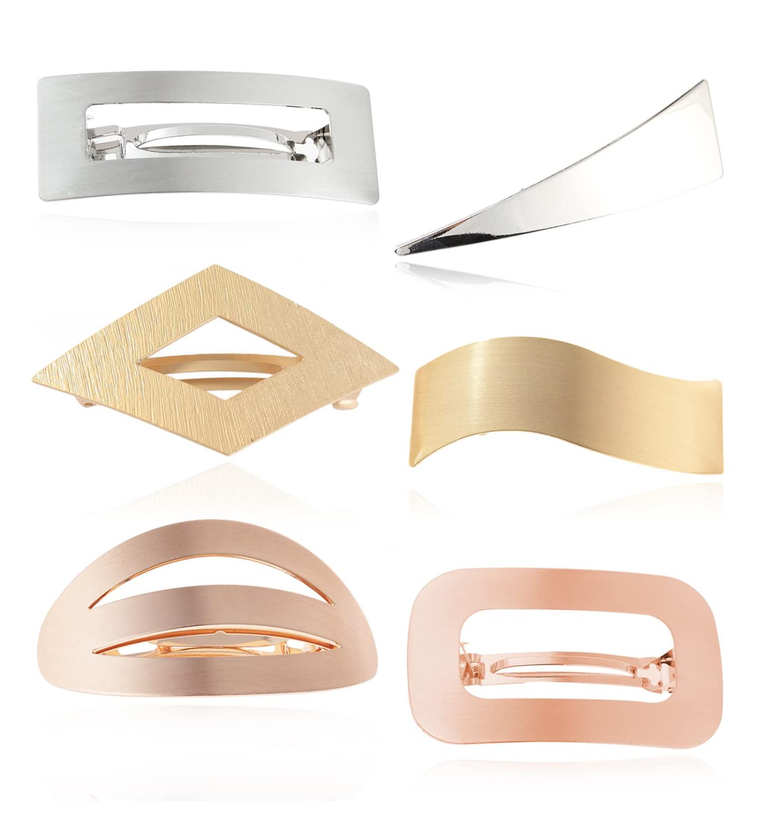 6-Piece Women Metal Hair Barrettes Set - French Elegant Clips for Girls - Minimalist Hollow Hair Pins - Retro Spring Hair Accessories in Gold, Silver & Rose Gold - Buy Online on GoSupps.com