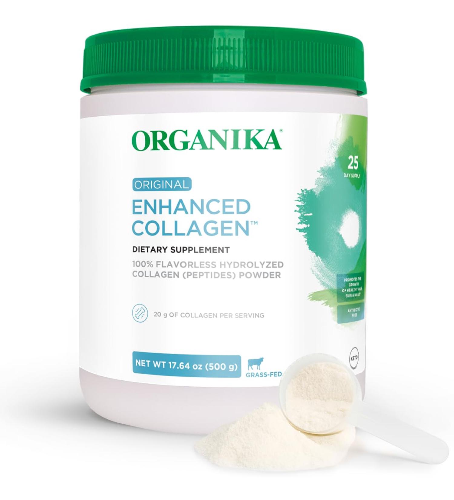 Organika Enhanced Hydrolyzed Collagen Peptides Powder: Easy Absorption Unflavored Collagen Powder for Skin Hair Nails Joints Muscles & Gut - Keto GMO-Free Grass-Fed (1.1 Pounds) Collagen Unflavored 1.1 Pound (Pack of  - Buy Online on GoSupps.com