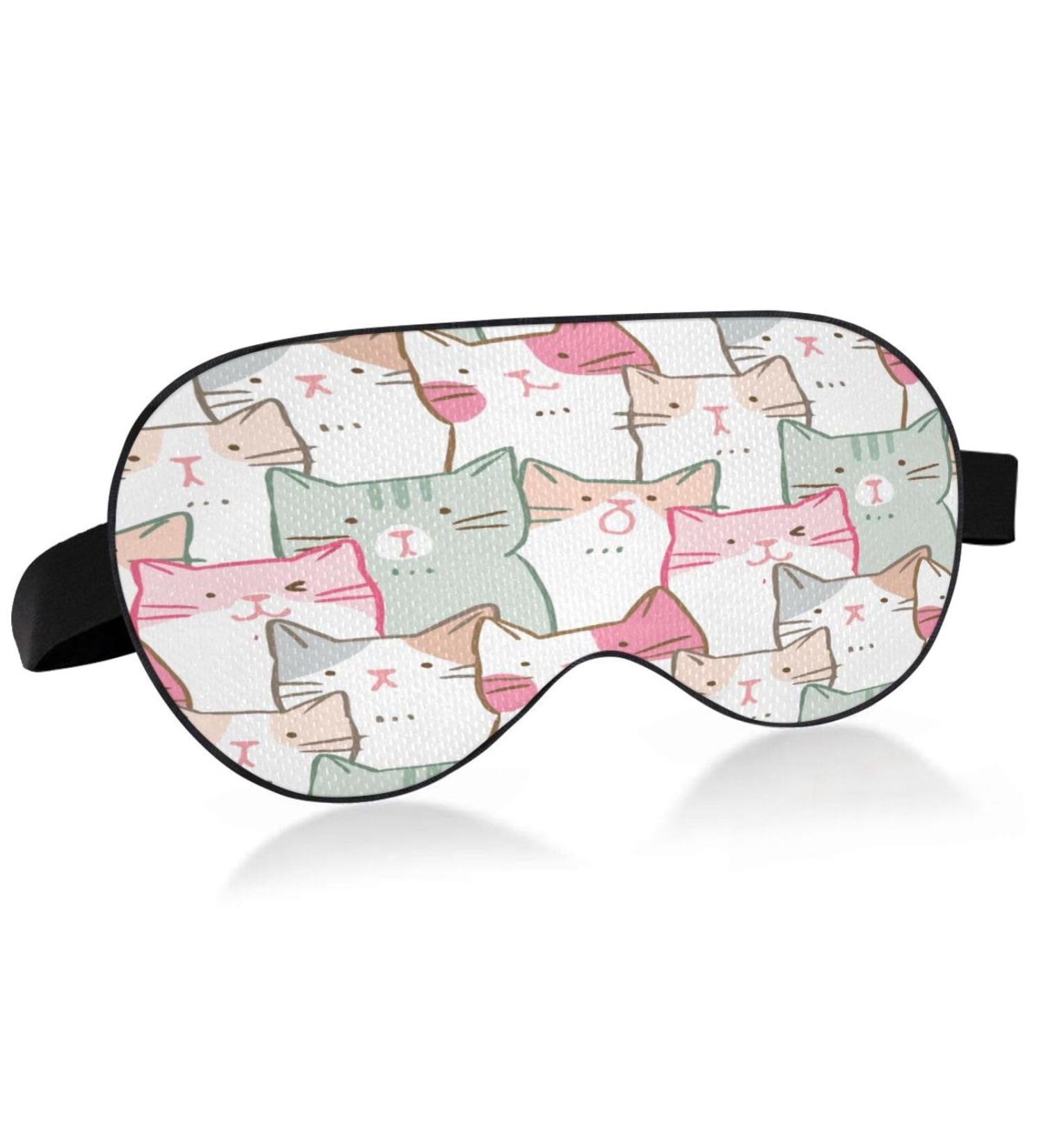 WELLDAY Cute Cats Sleep Mask for Men and Women - Soft Adjustable Eye Shade Cover for a Comfortable and Dark Sleep - Buy Online on GoSupps.com