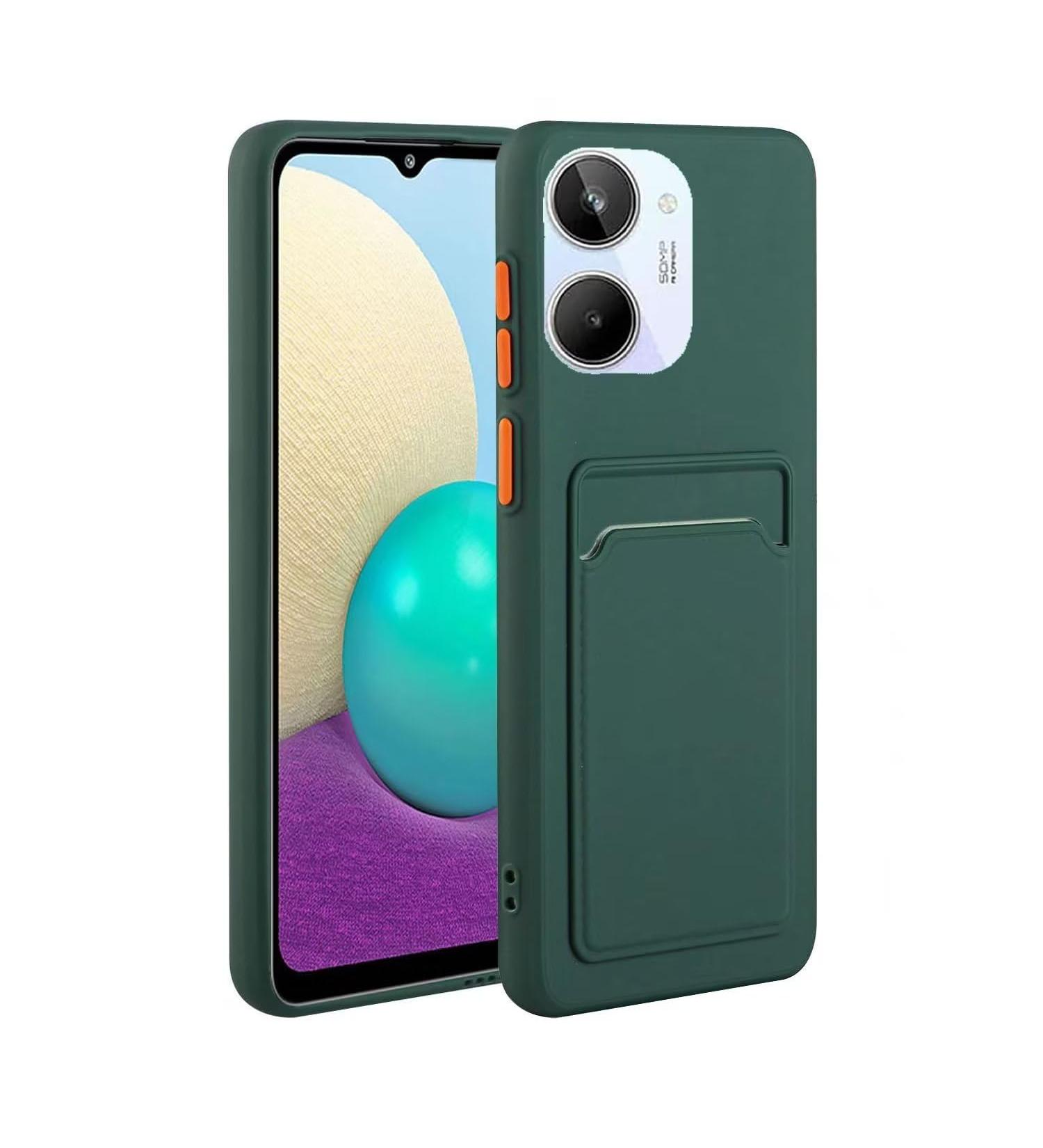 Buy Tivenfezk Nadoli Ultra Thin Silicone Case for Oppo Realme 10 4G - Shockproof Scratch-Resistant Dark Green Wallet Cover with Credit Card Holder - Buy Online on GoSupps.com