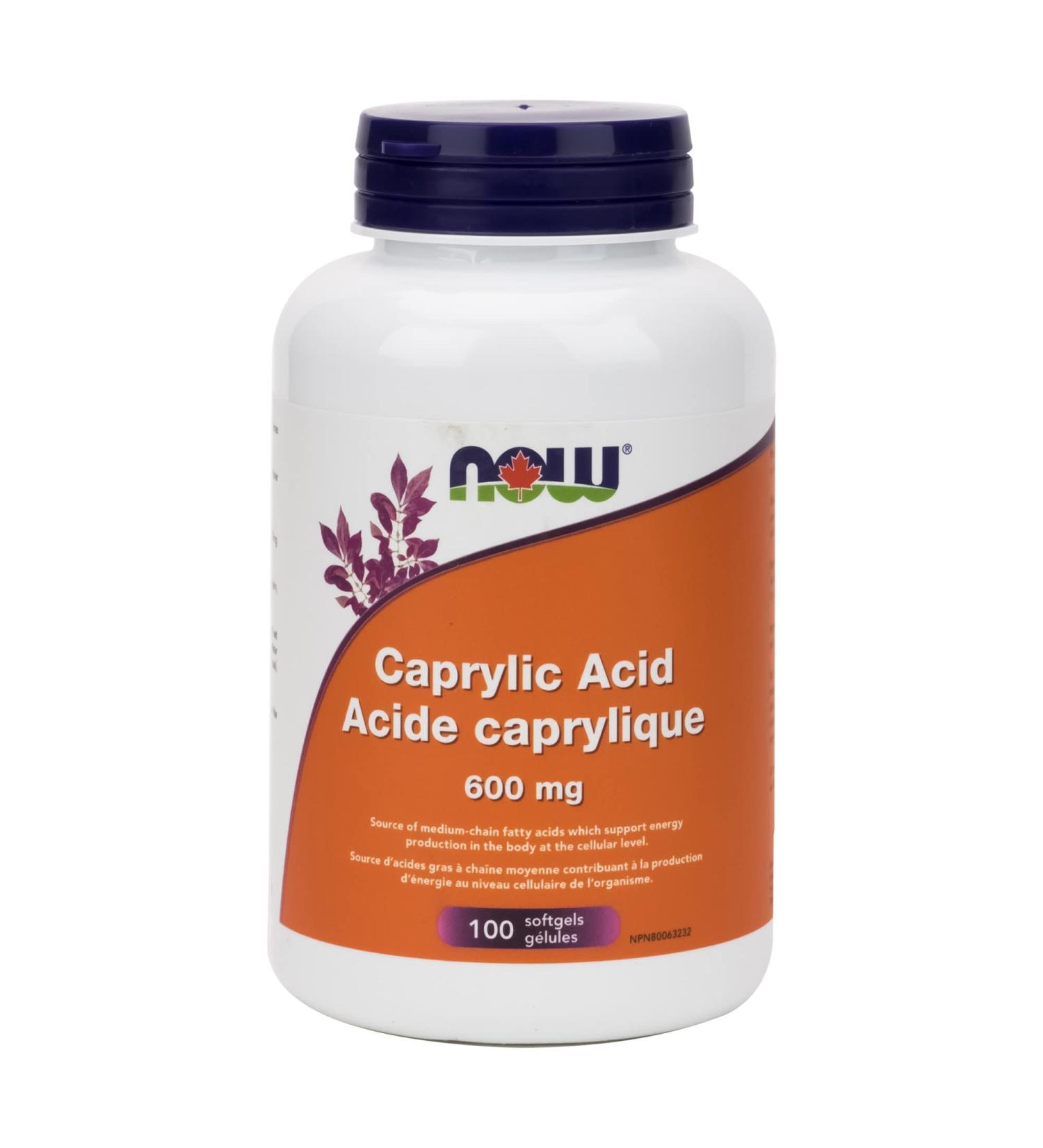NOW - Caprylic Acid 600mg 100 Softgels - Buy Online on GoSupps.com