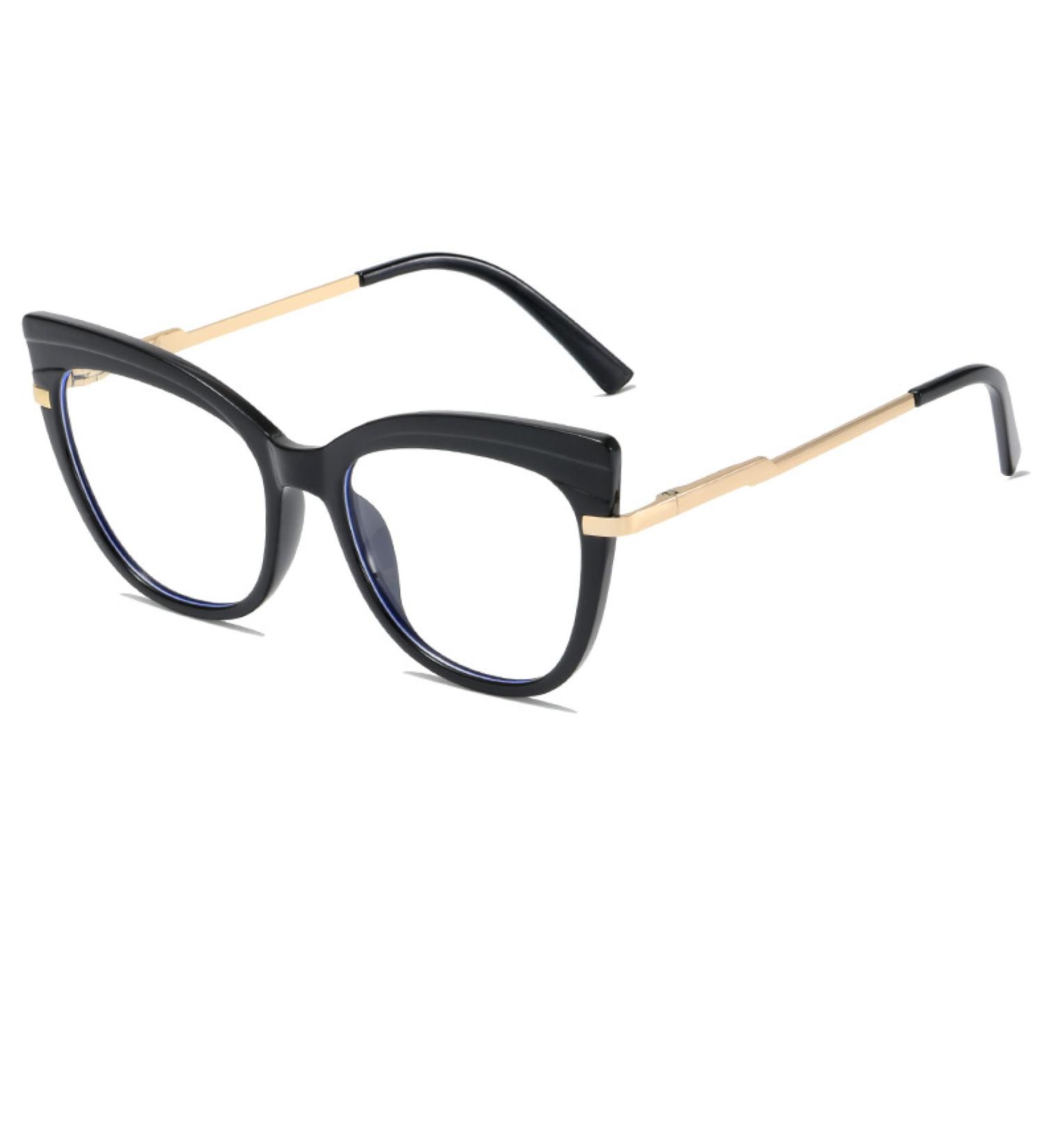 SERONI Metal Temples Cat Eye Blue Light Blocking Glasses for Men & Women - UV Protection 58mm Black Frame - Buy Online on GoSupps.com