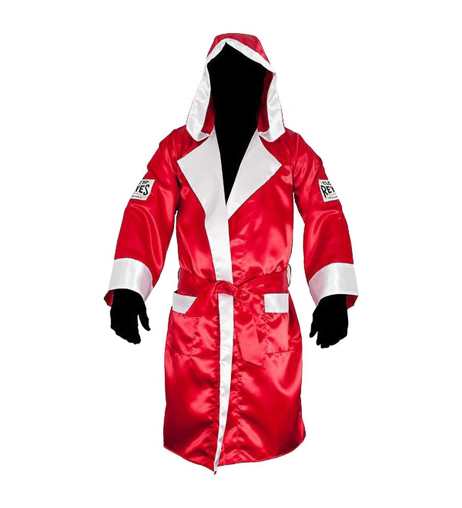 Cleto Reyes Satin Boxing Robe with Hood - Medium (Red/White) - Buy Online on GoSupps.com