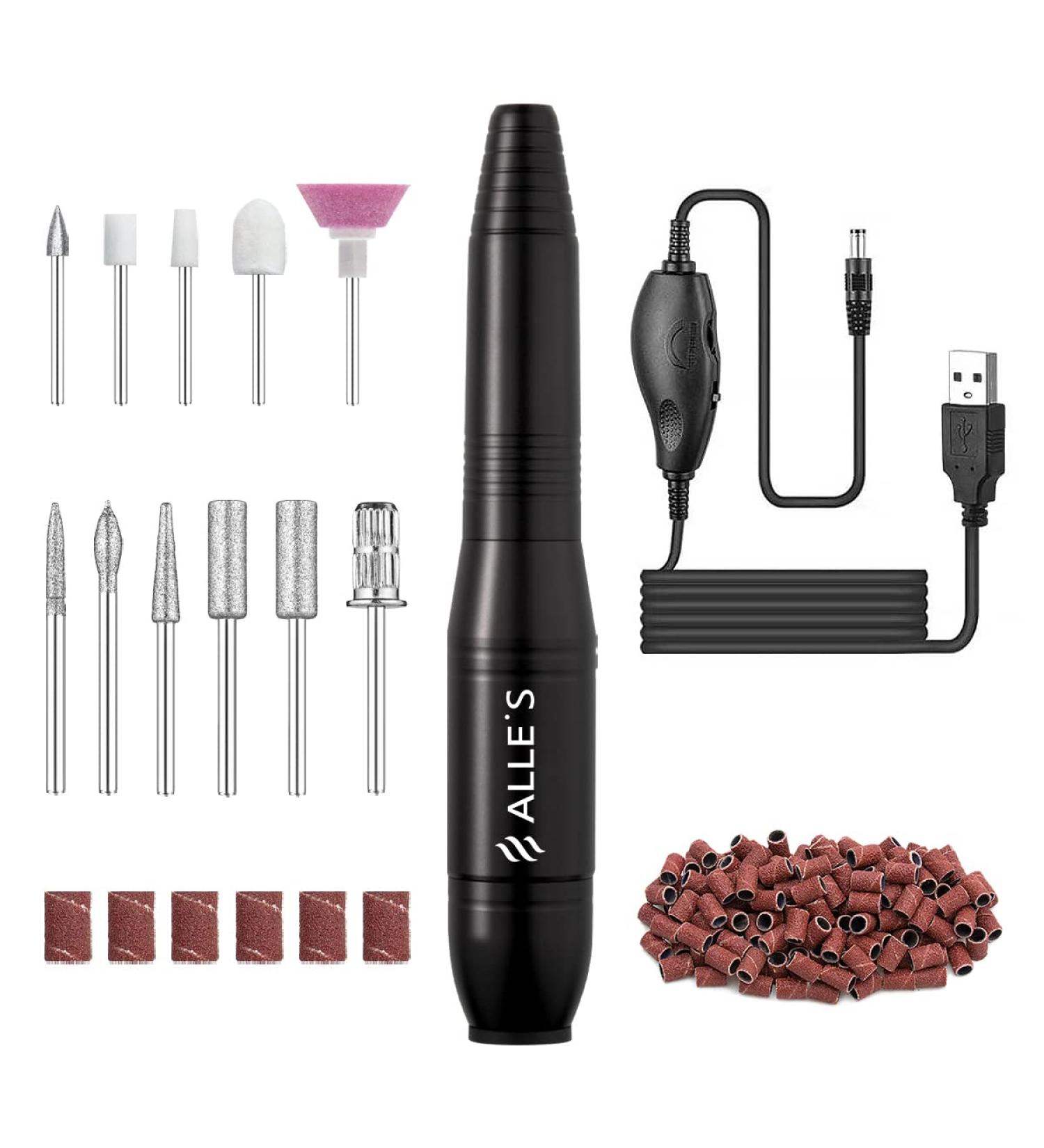 Electric Nail File 20000rpm Nail Drill for Acrylic Nails Gel Portable Manicure Pedicure Nail Drill Kit with Sanding Bands and Nail Drill Bits(Balck) 31 Count (Pack of 1) - Buy Online on GoSupps.com