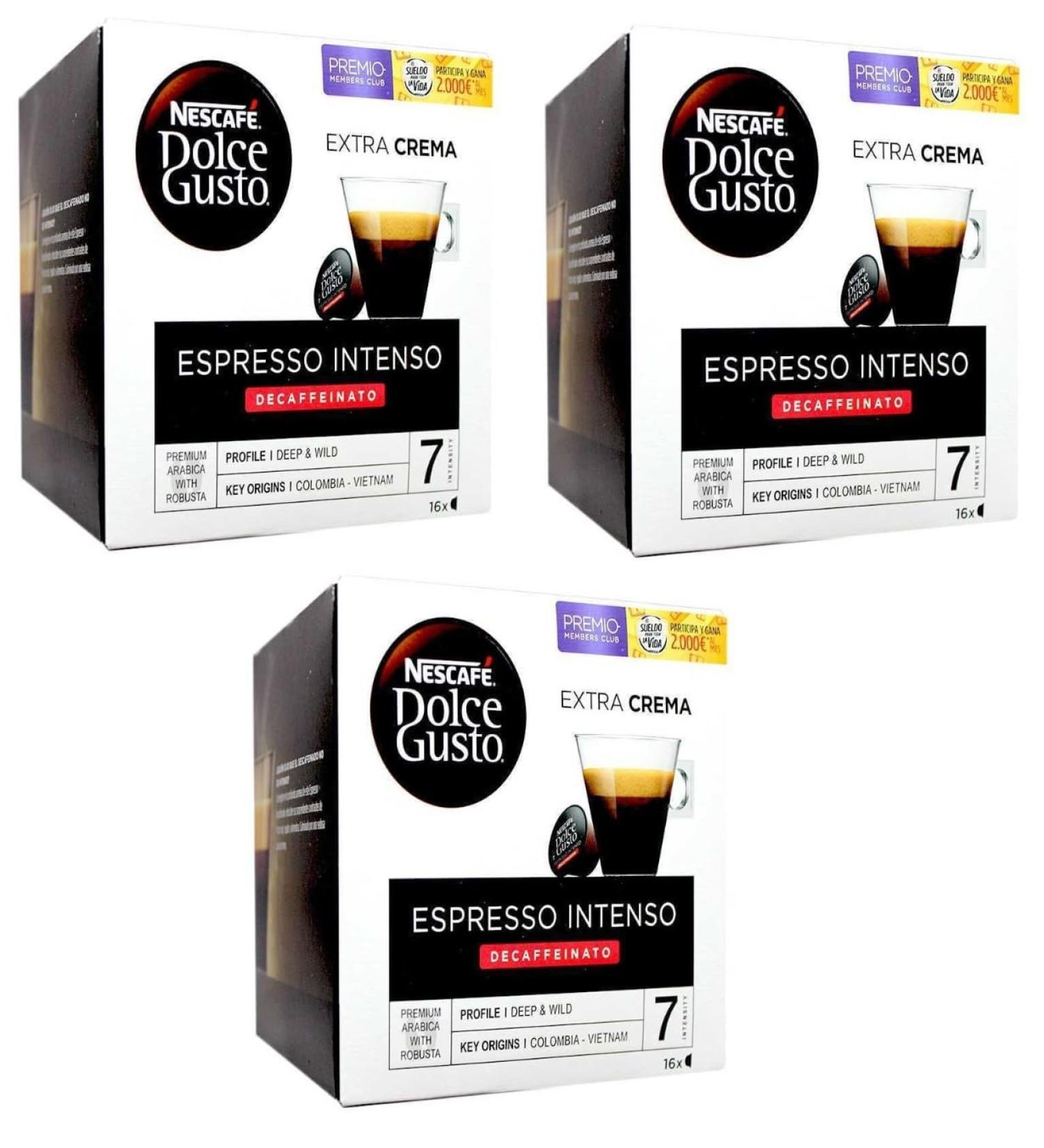 Nescaf Dolce Gusto Espresso Intenso Decaf/Decaffeinated Coffee Pods Pack of 3 (Total 48 Pods) - Buy Online on GoSupps.com