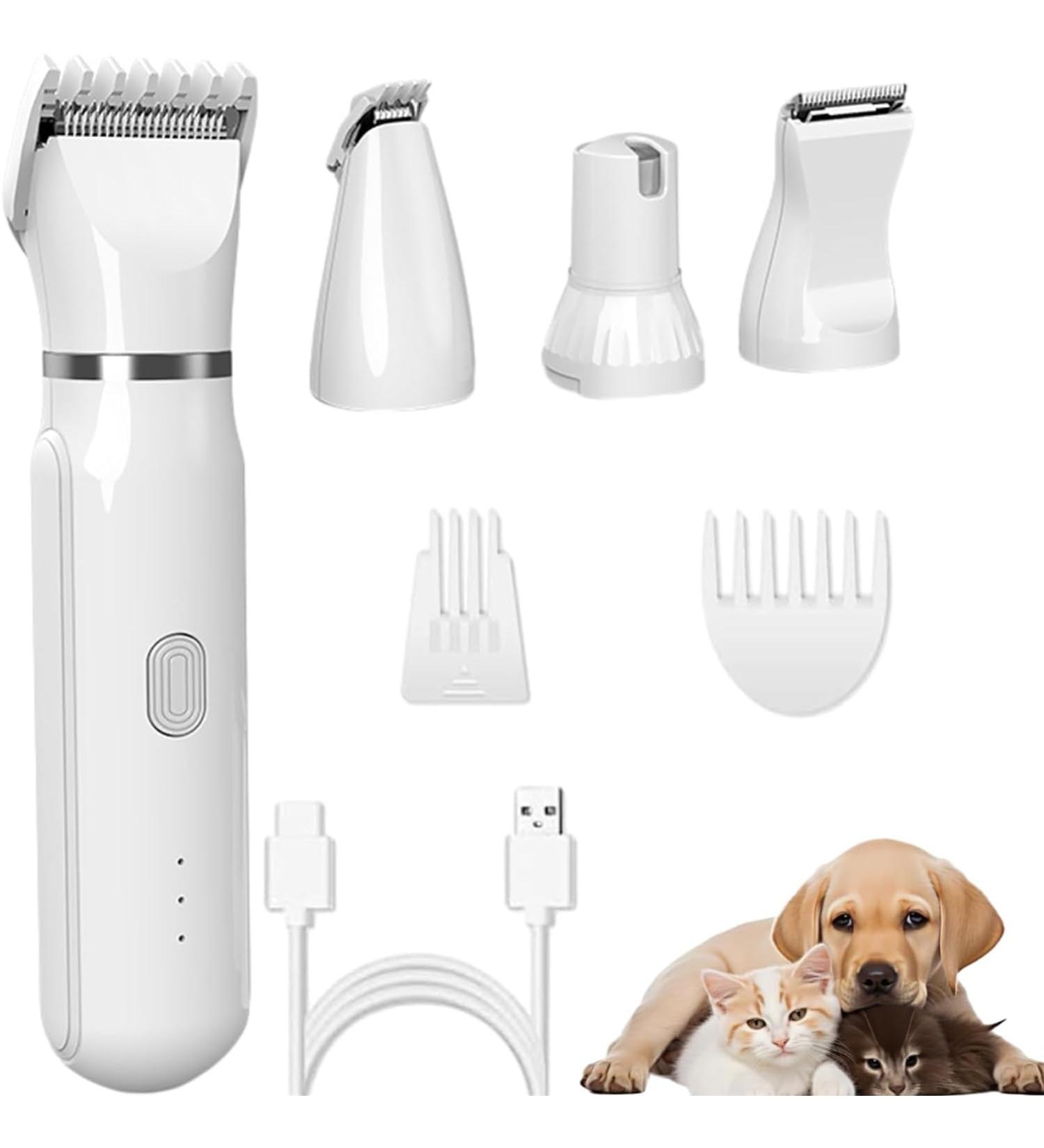 Petstyle Pro 4 Different Blades Lettuce Pets Grooming Set Pet Style 4 Different Blades 4 in 1 Cordless Electric Trimmer Dog Grooming Kit Low Noise Pet Clippers for Dog Grooming Paws Eyes Nails (White) - Buy Online on GoSupps.com