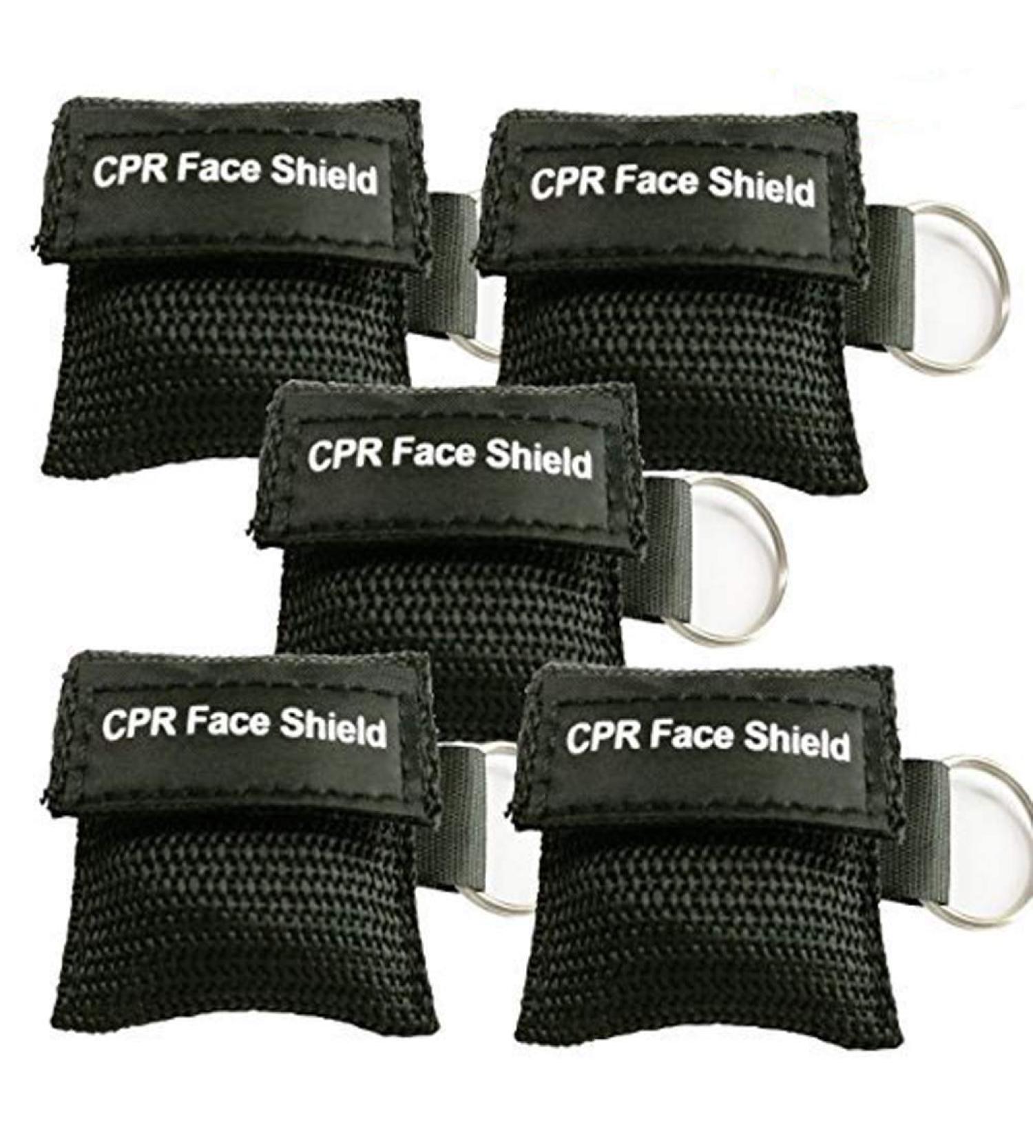 Pack of 5 CPR Face Shield Masks Keychain Rings - Emergency First Aid Training Kit (Black) - Buy Online on GoSupps.com
