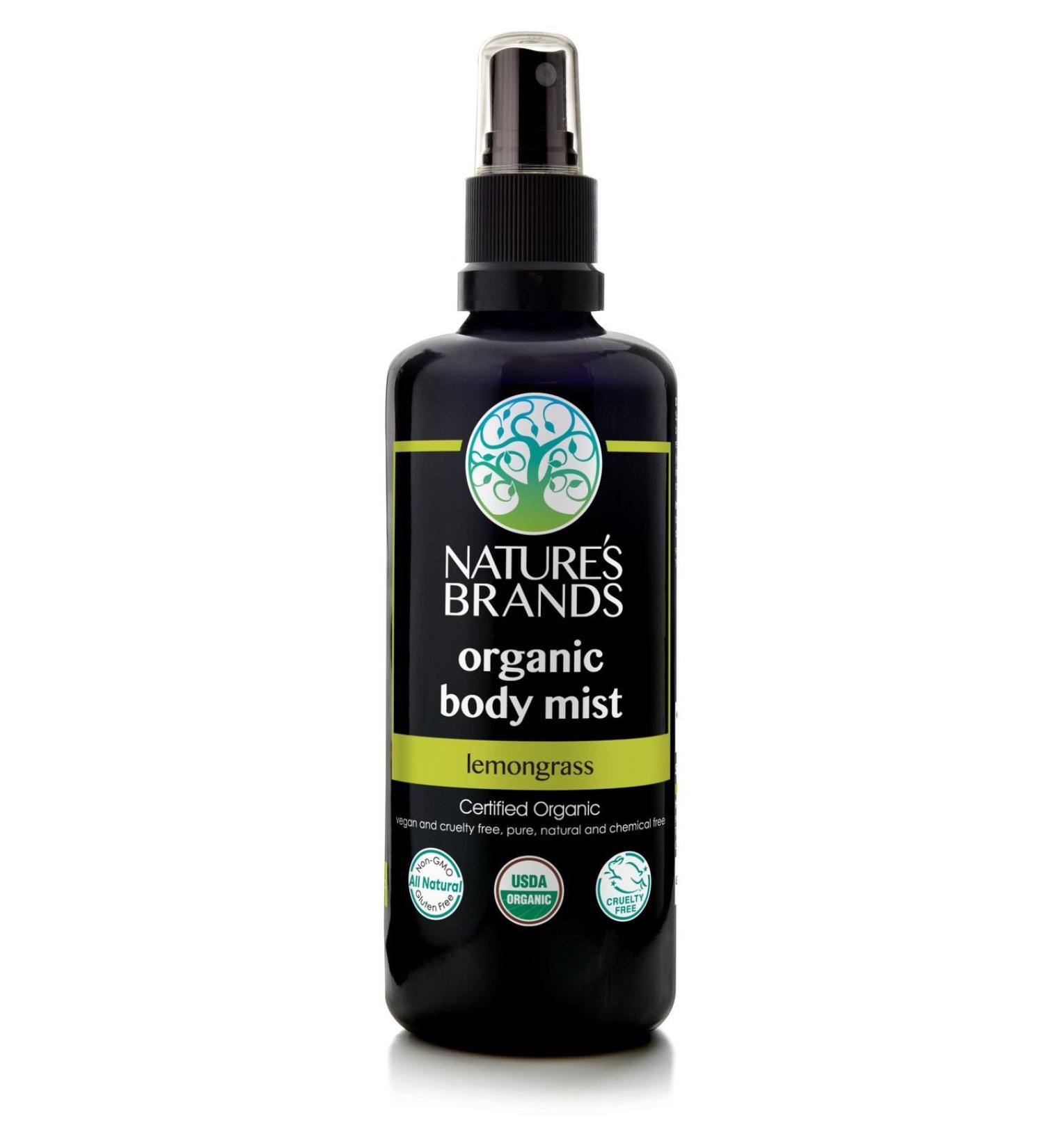 Organic Body Mist by Herbal Choice Mari (Lemongrass 3.4 Fl Oz Glass Bottle) - No Toxic Synthetic Chemicals - TSA-Approved Travel Size 3.4 Fl Oz Glass Bottle Lemongrass