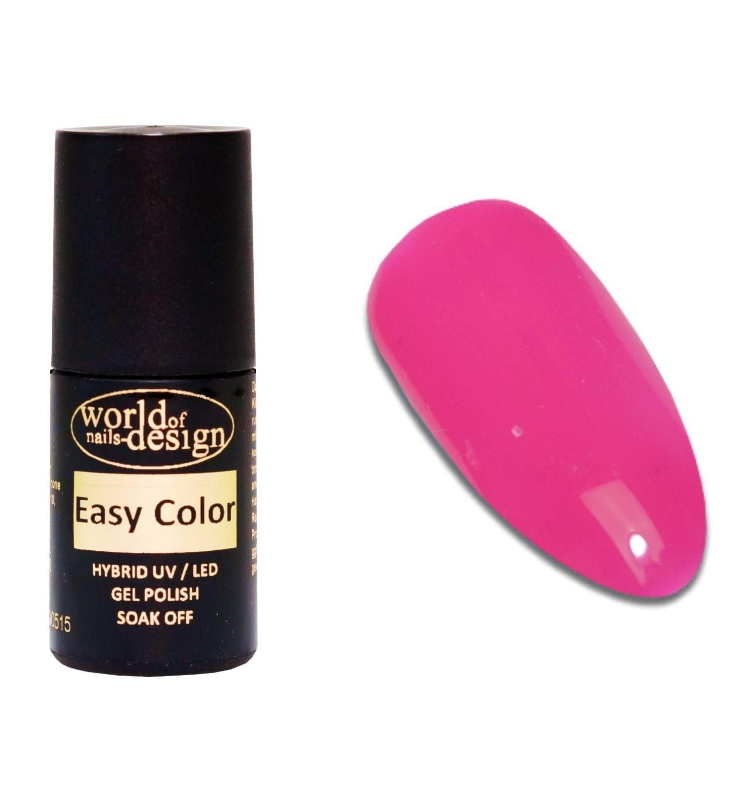 World of Nails-Design Easy Color LED/UV Polish Gel hybrid varnish soak off gel removable- pink 6 ml...