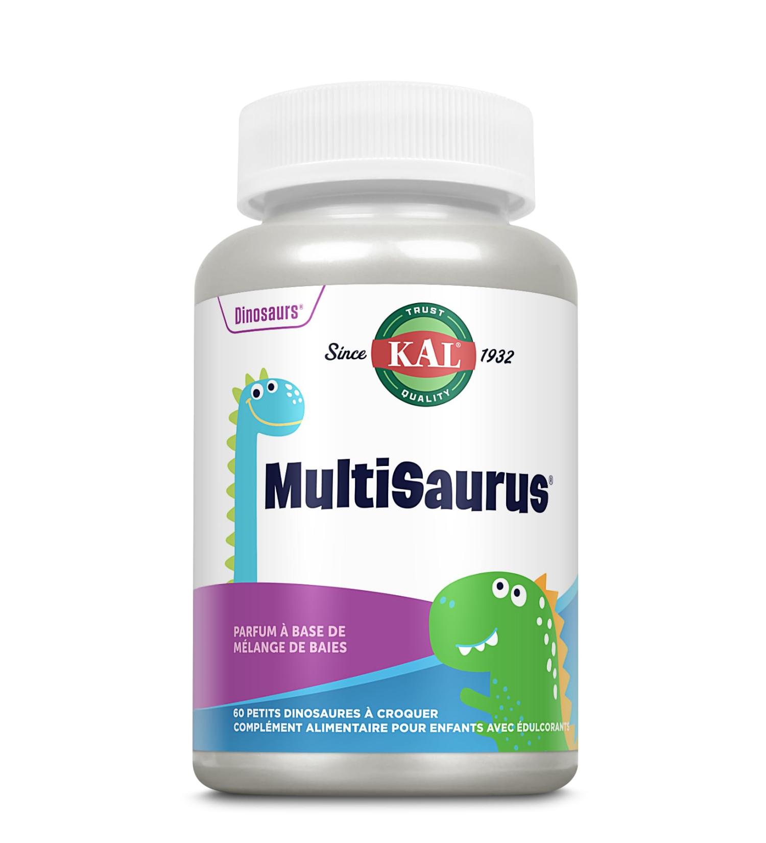 Kal Multisaurus Dinosaurs | Kids Vitamins | 60 Chewable Chewable Tablets | Kids Multivitamin