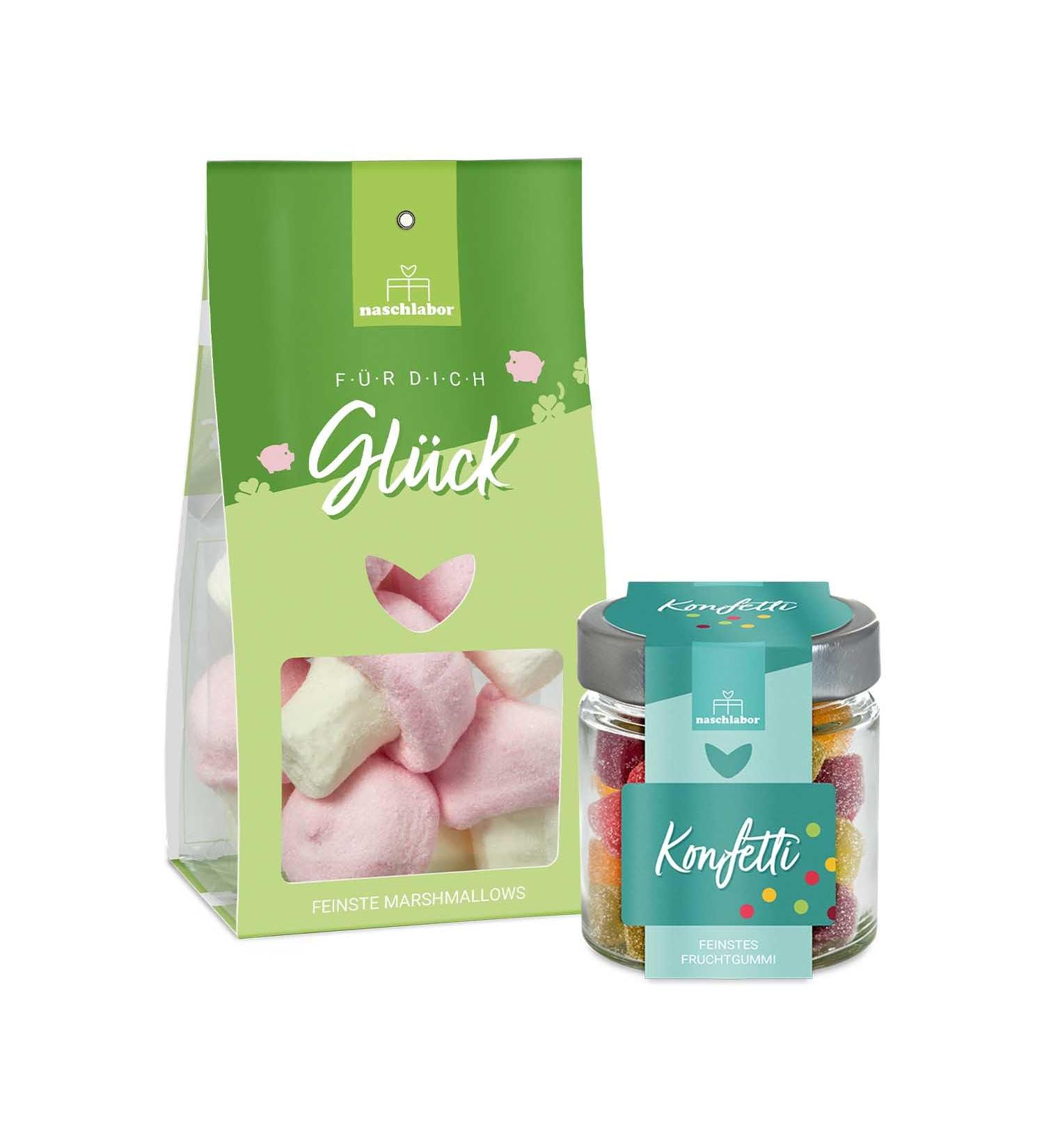 naschlabor Set of 2 New Year Marshmallows 100g + Fruit Candy Confetti 120g | New Year Gift | New Year Gift | Gift for Your Loved Ones - Buy Online on GoSupps.com