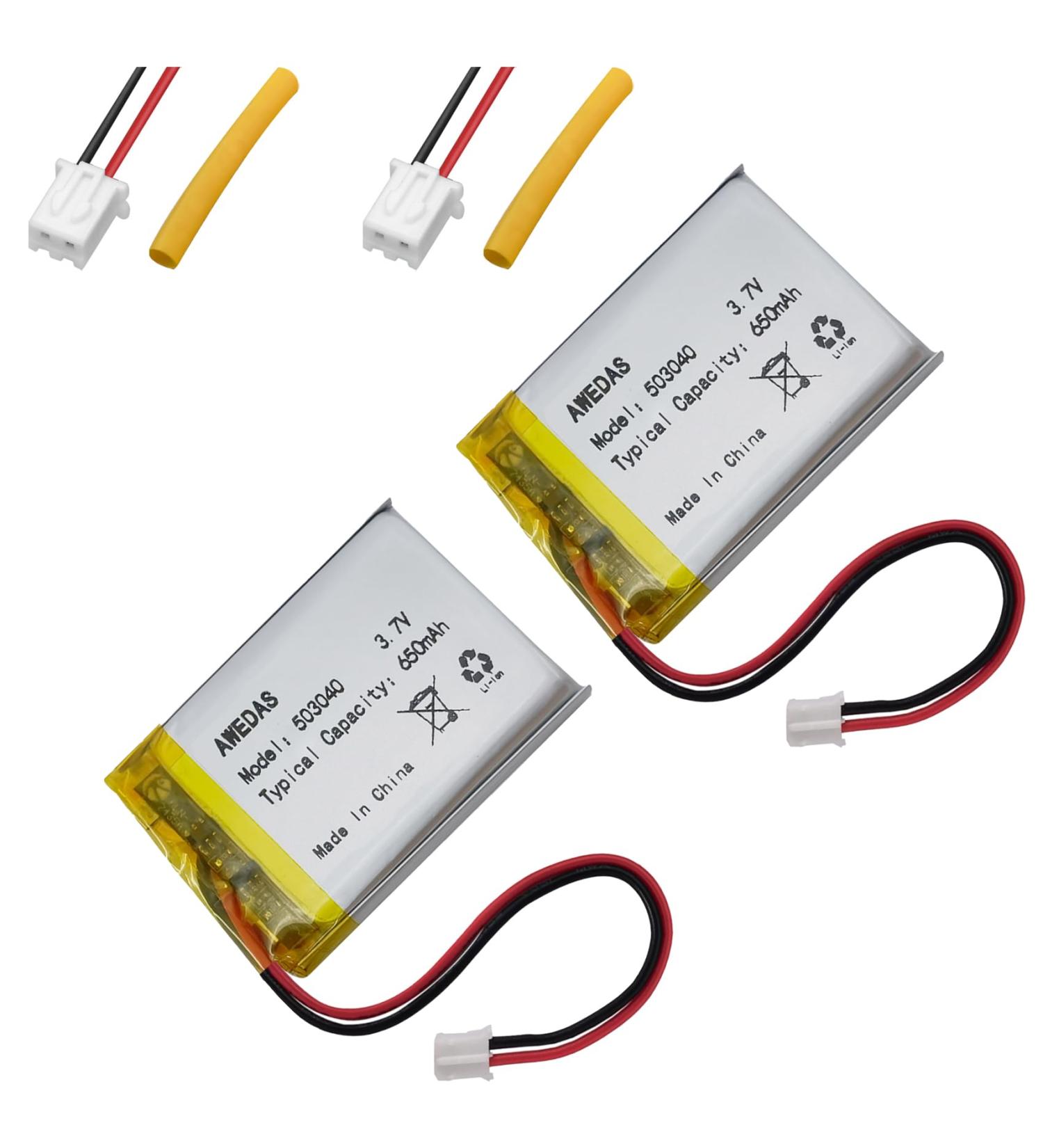 Buy 2 Pack 503040 Lipo Battery 3.7V 650mAh - Compatible Replacement for Multiple Devices | PH 2.54 & PH 2.0 JST Connector - Buy Online on GoSupps.com