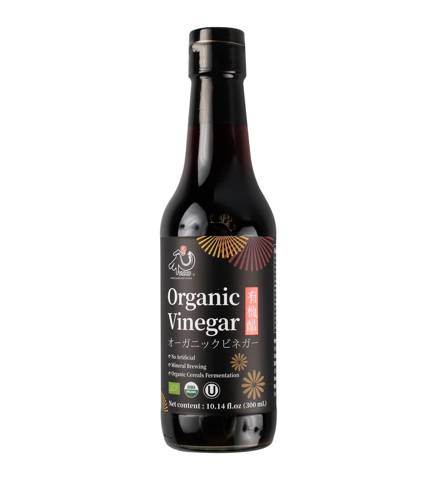 YUHO Organic Black Vinegar 10.14 fl oz - USDA & EU Organic, Less Salt, Kosher, Vegan - Chinkiang Vinegar Fermented with Organic Cereals - No Artificial Additives - Buy Online on GoSupps.com