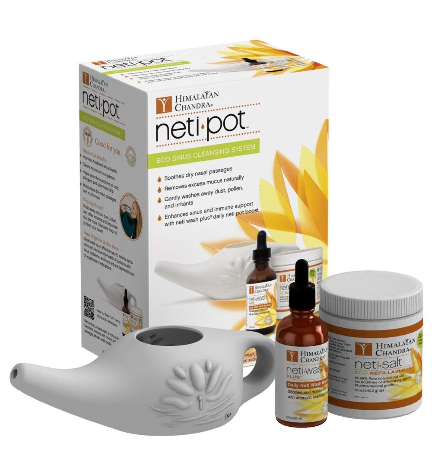 Himalayan Chandra ECO Neti Pot Sinus Cleansing System Starter Kit - Complete Solution for Sinus Relief - Buy Online on GoSupps.com