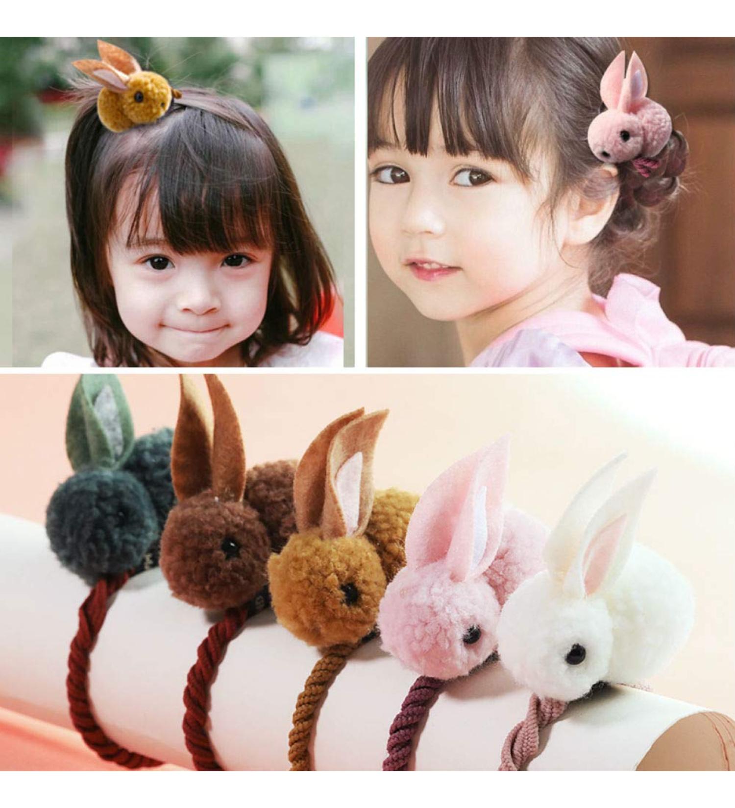 Aysekone 5 Pack Stuffed Rabbit Hair Scrunchies for Girls - Cute Bunny Ponytail Holders - Buy Online on GoSupps.com